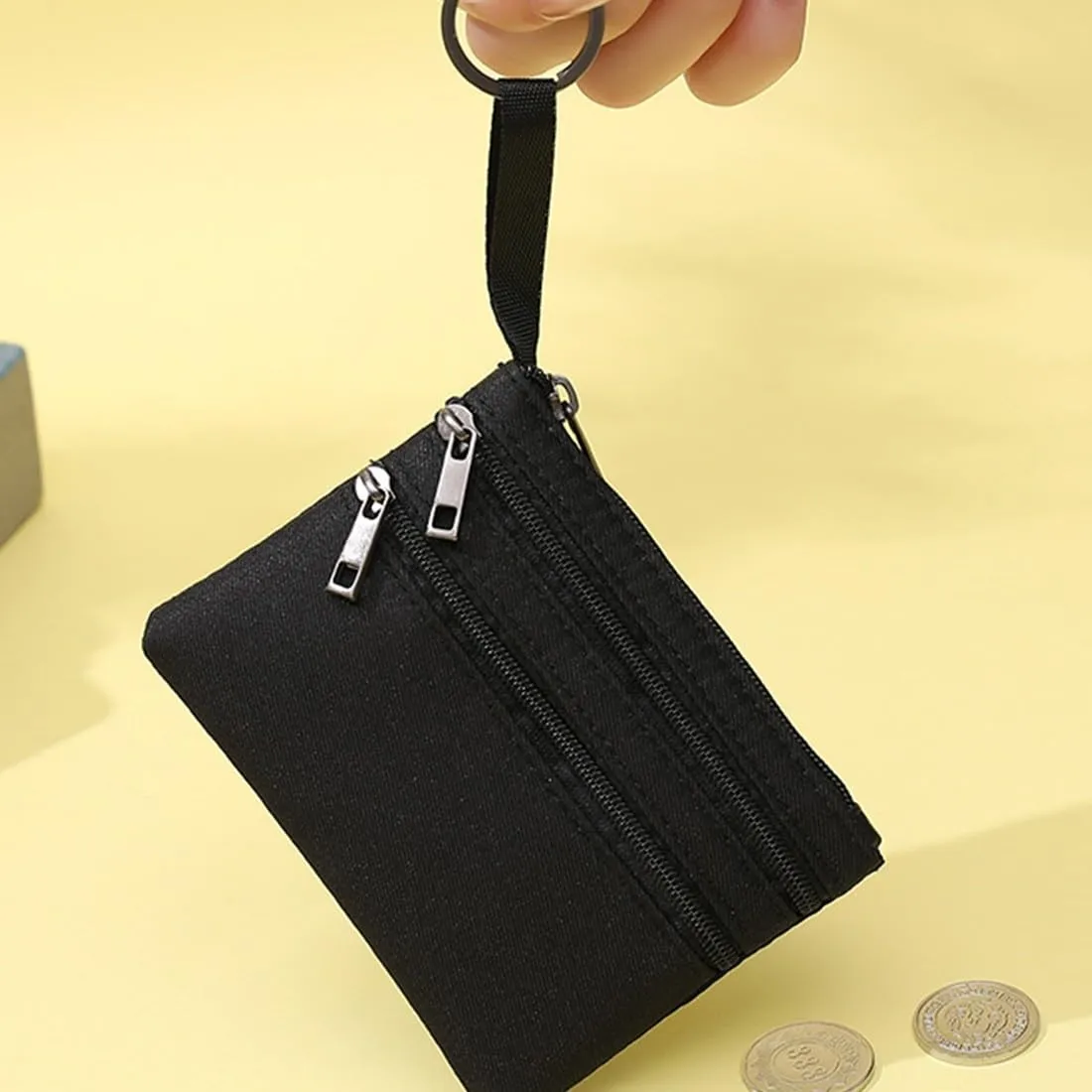 XENQITO Portamonete Slim da Uomo con Portachiavi, Mini Borsa per Monete e Banconote - immagine 4