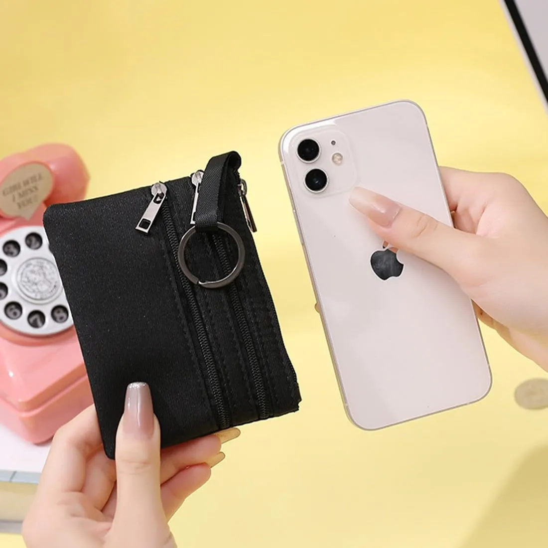 XENQITO Portamonete Slim da Uomo con Portachiavi, Mini Borsa per Monete e Banconote - immagine 5