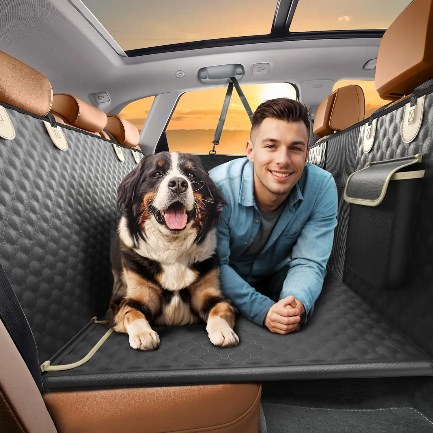 SHARLOVY Estensore per sedile posteriore per cani con fondo rigido, Nero - immagine 1