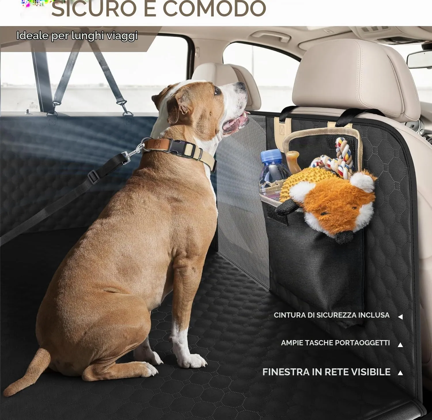 SHARLOVY Estensore per sedile posteriore per cani con fondo rigido, Nero - immagine 5