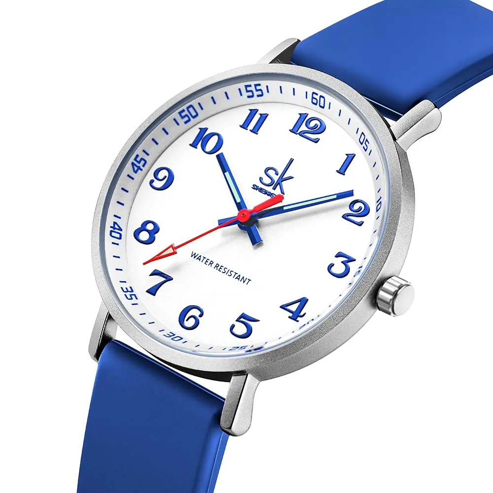 SHENGKE SK Orologio da donna ultra sottile per professionisti medici, cinturino in silicone (Blue) - immagine 2