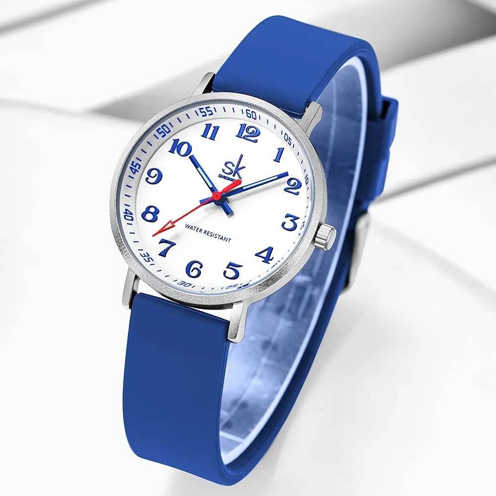 SHENGKE SK Orologio da donna ultra sottile per professionisti medici, cinturino in silicone (Blue) - immagine 7