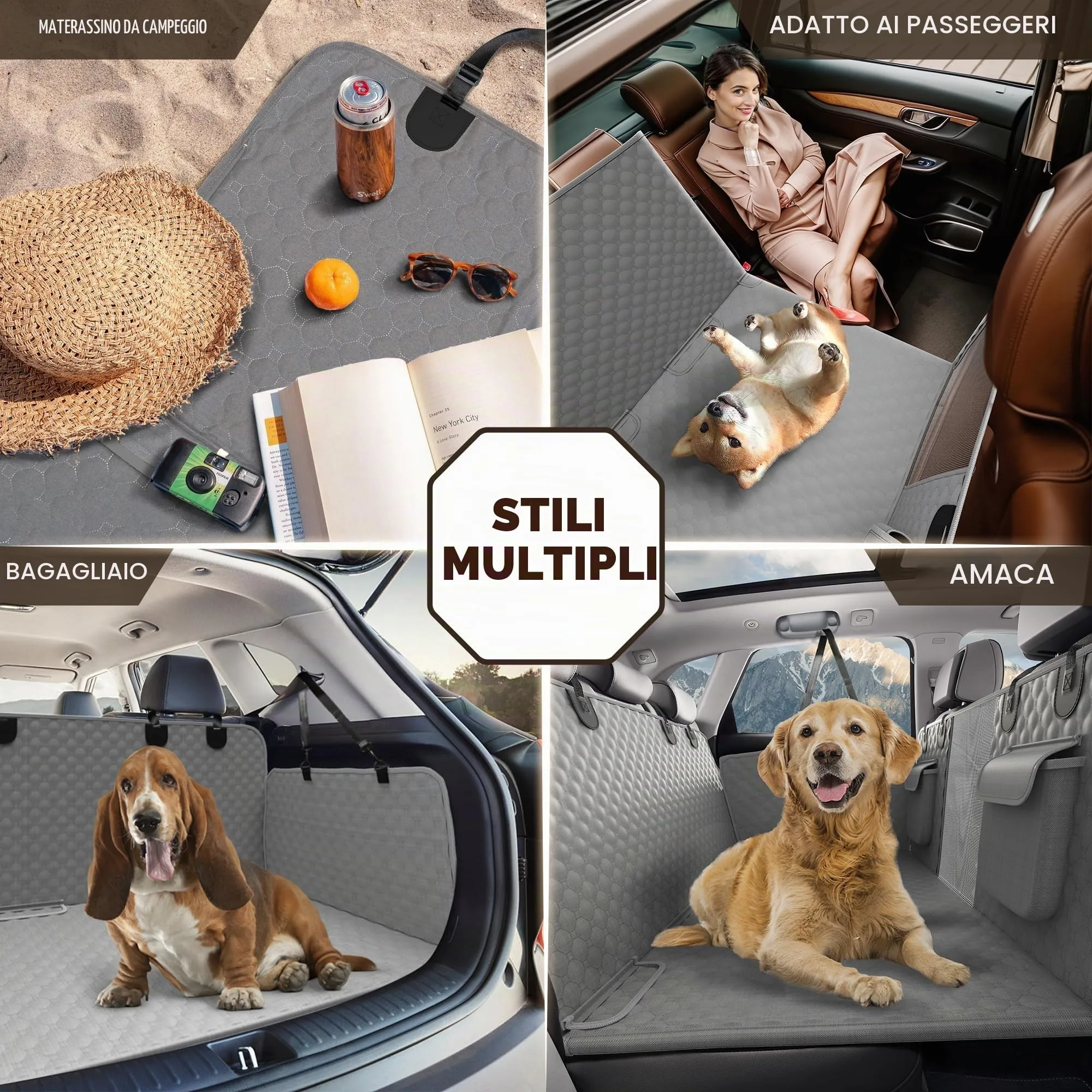 SHARLOVY Estensore per sedile posteriore per cani con fondo rigido, Grigio - immagine 7
