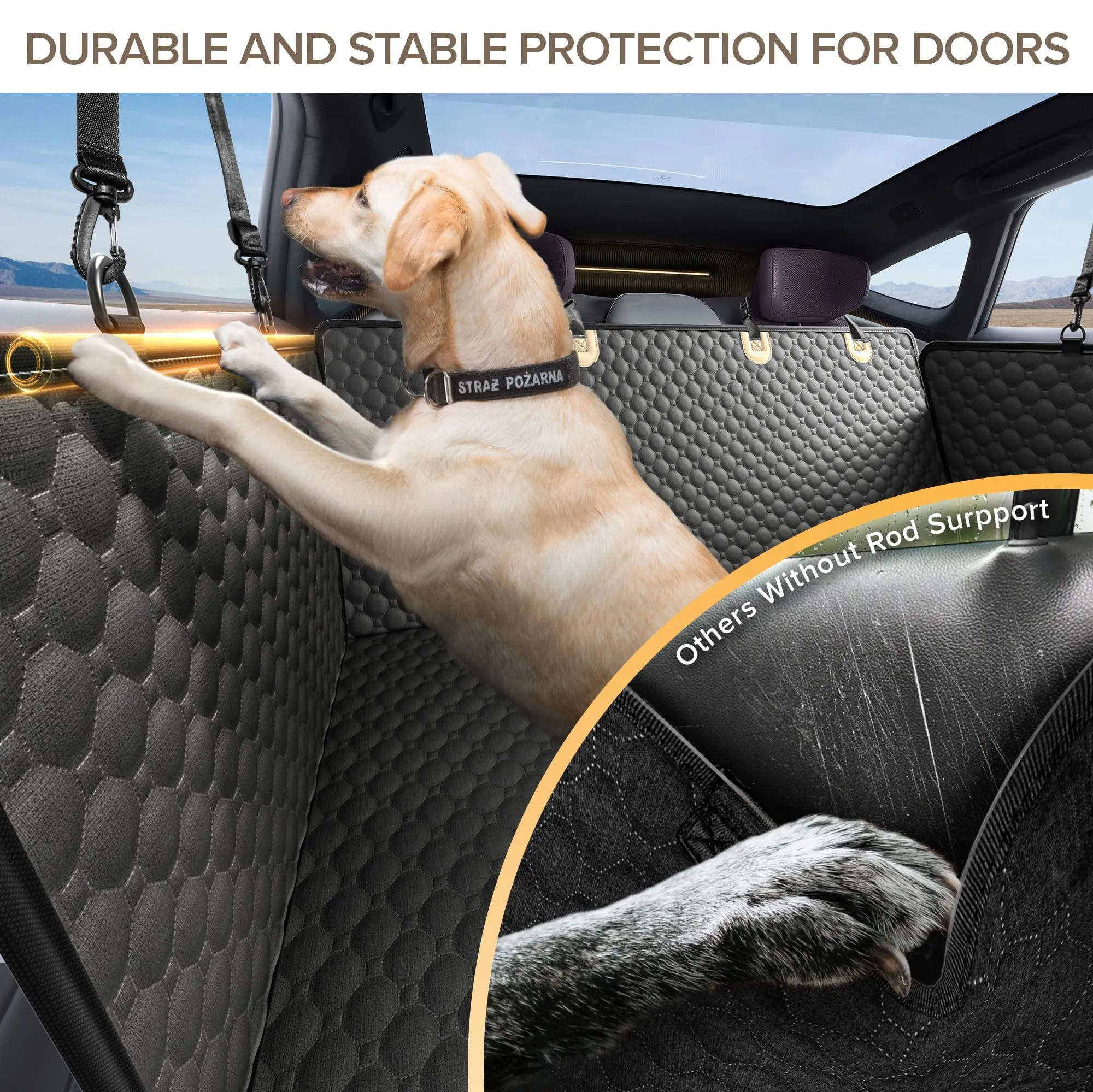 SHARLOVY Estensore per sedile posteriore per cani con fondo rigido e aste in PVC per auto, SUV e camion - immagine 4