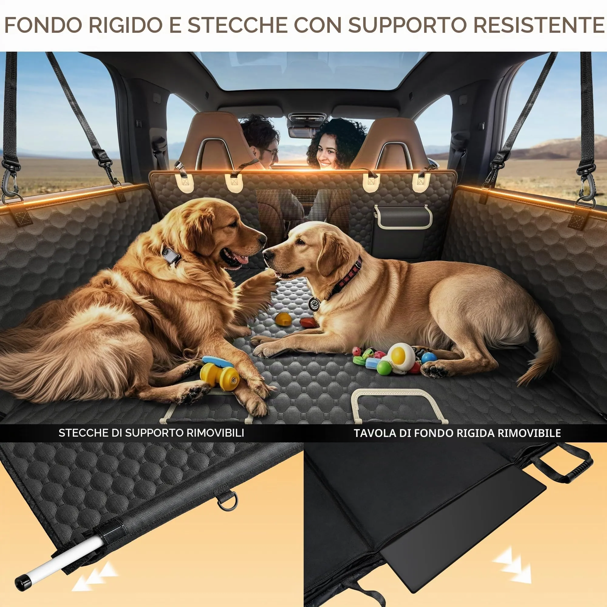 SHARLOVY Estensore per sedile posteriore per cani con fondo rigido e aste in PVC per auto, SUV e camion - immagine 5
