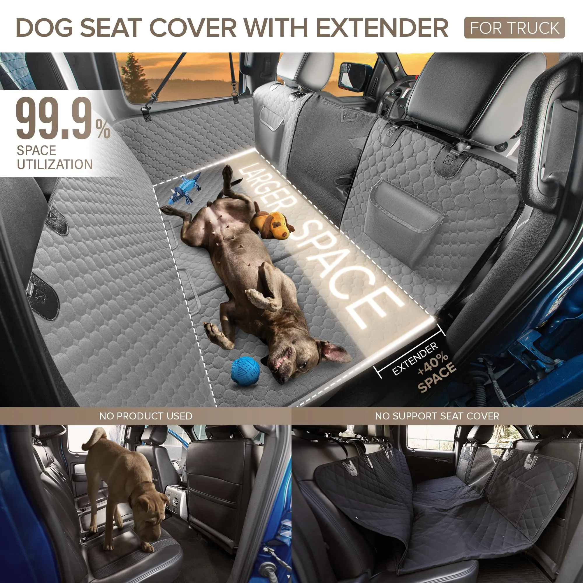 SHARLOVY XL Estensore per sedile posteriore per cani con fondo rigido, amaca impermeabile per auto, camion F150, Ram1500 e SUV di grandi dimensioni - immagine 2