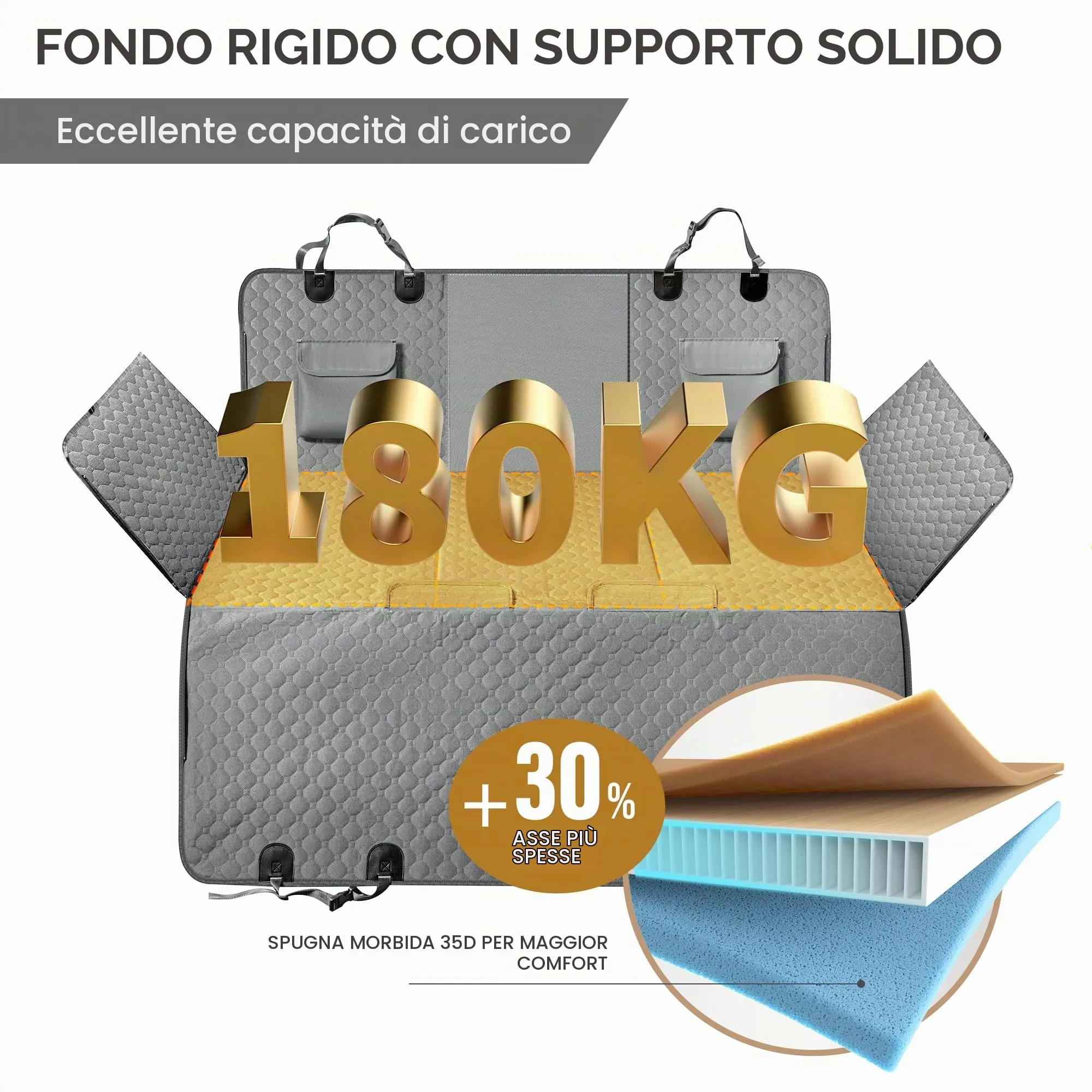 SHARLOVY XL Estensore per sedile posteriore per cani con fondo rigido, amaca impermeabile per auto, camion F150, Ram1500 e SUV di grandi dimensioni - immagine 3