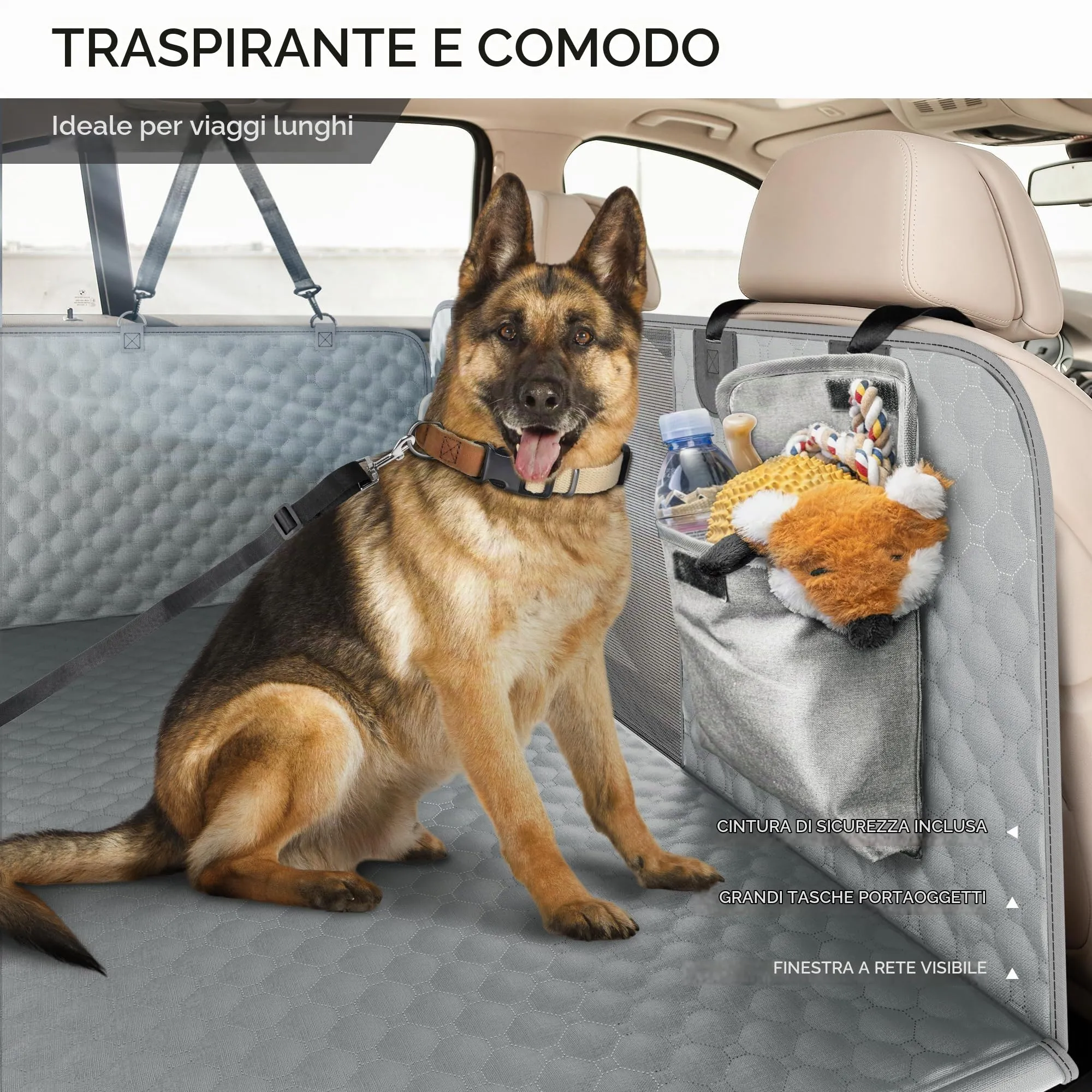 SHARLOVY XL Estensore per sedile posteriore per cani con fondo rigido, amaca impermeabile per auto, camion F150, Ram1500 e SUV di grandi dimensioni - immagine 5