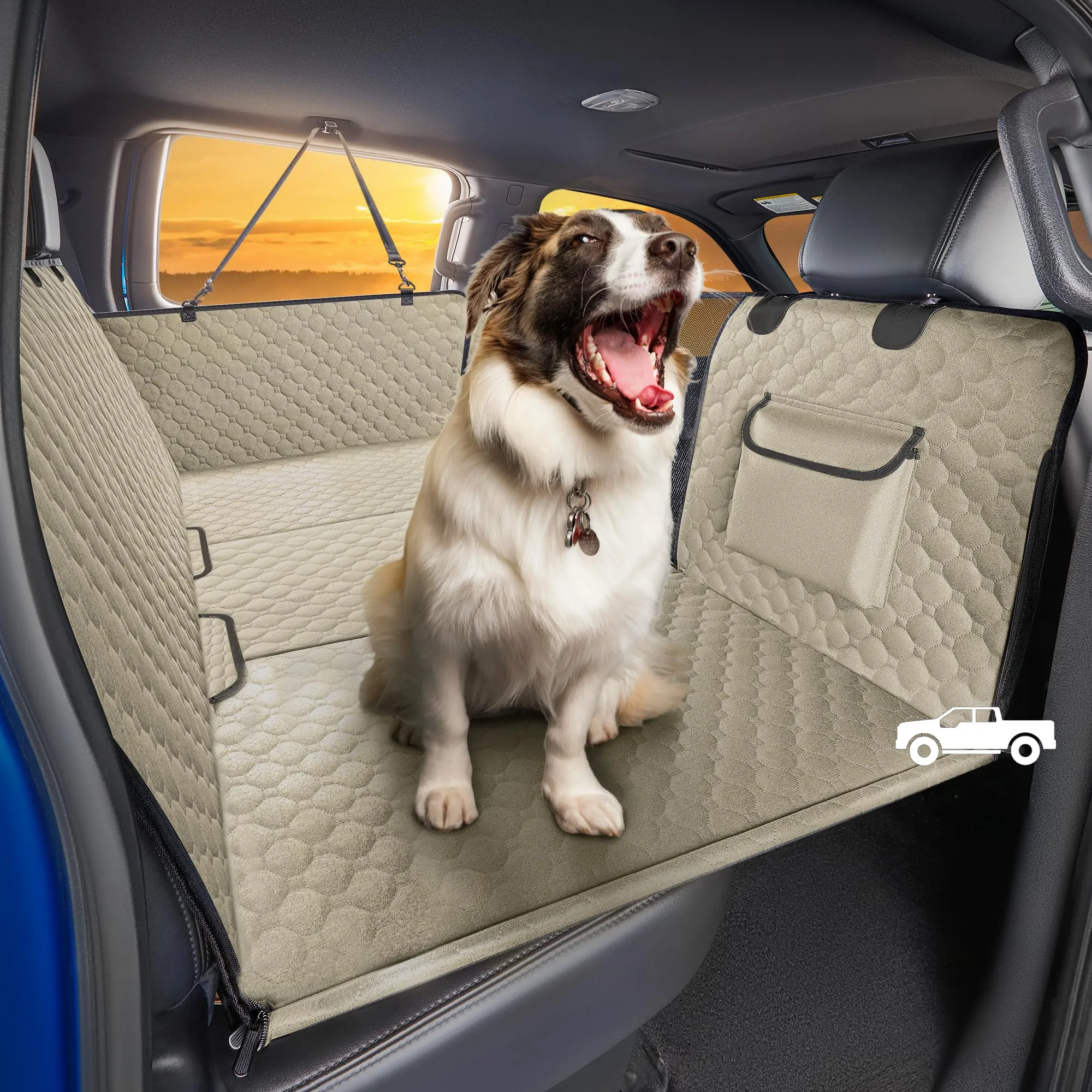 SHARLOVY XL Estensore Sedile Posteriore per Cani con Fondo Rigido, Coprisedile Amaca Impermeabile per Camion F150, Ram 1500 e SUV Grandi - immagine 1