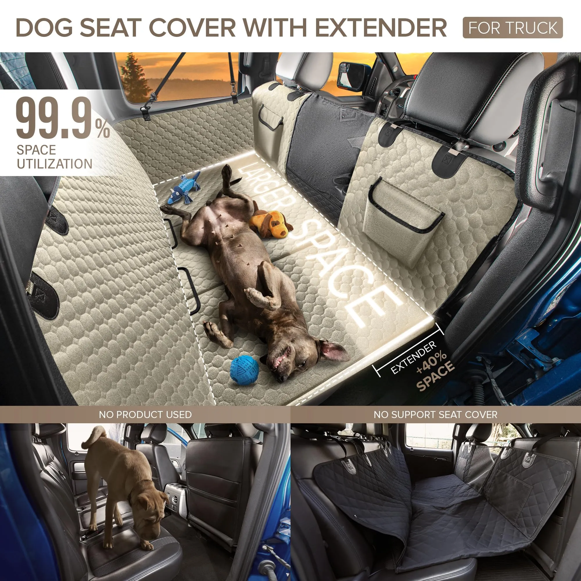 SHARLOVY XL Estensore Sedile Posteriore per Cani con Fondo Rigido, Coprisedile Amaca Impermeabile per Camion F150, Ram 1500 e SUV Grandi - immagine 2