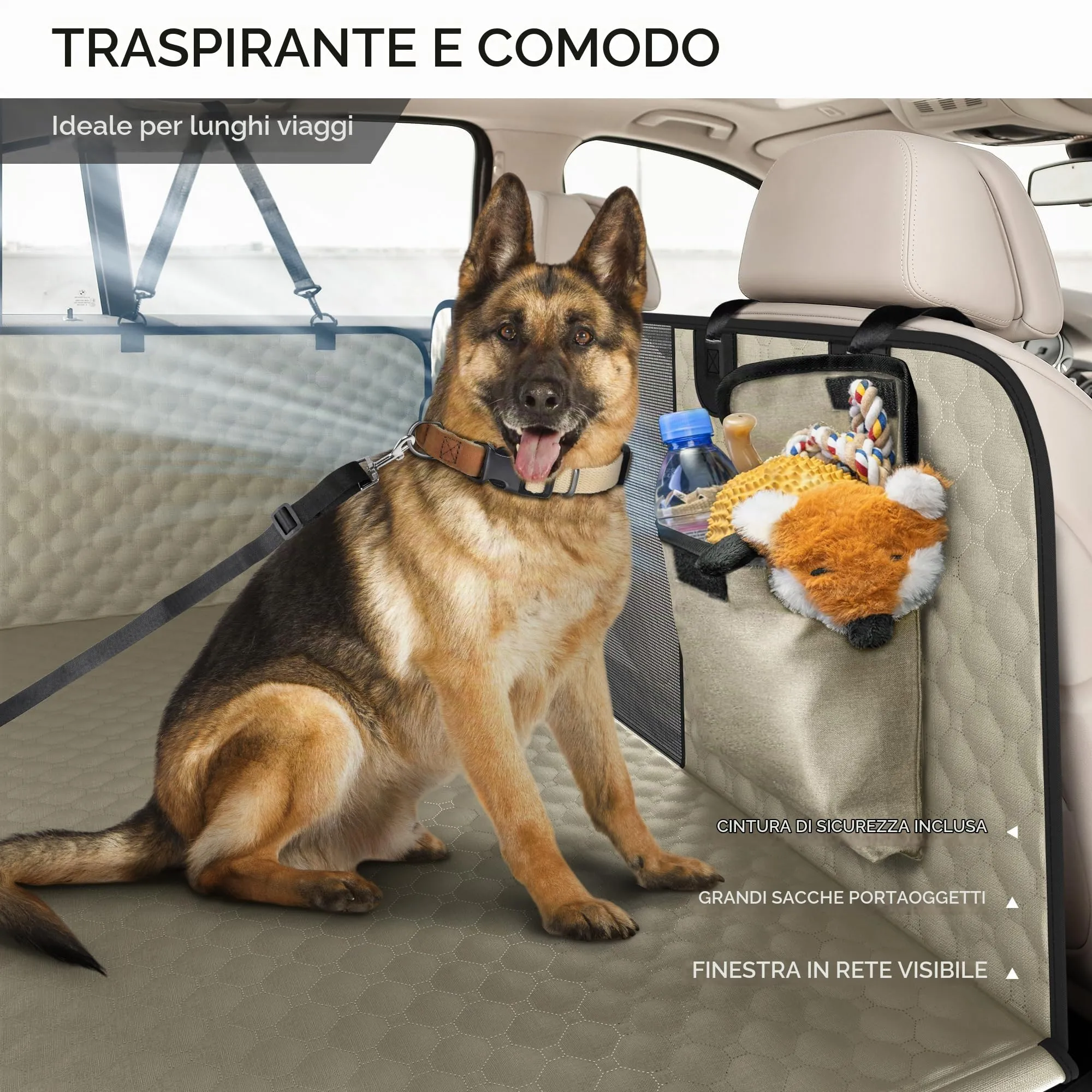 SHARLOVY XL Estensore Sedile Posteriore per Cani con Fondo Rigido, Coprisedile Amaca Impermeabile per Camion F150, Ram 1500 e SUV Grandi - immagine 5
