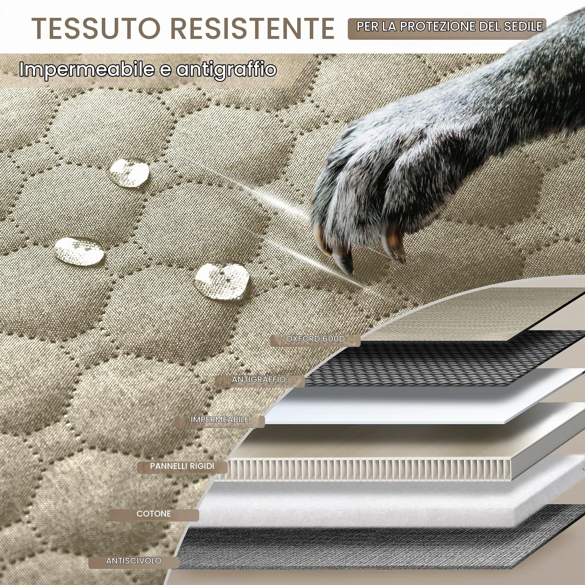 SHARLOVY Coprisedile Posteriore per Cani con Estensione e Fondo Rigido, Impermeabile e Resistente ai Graffi, per Auto, SUV e Pick-up - immagine 3
