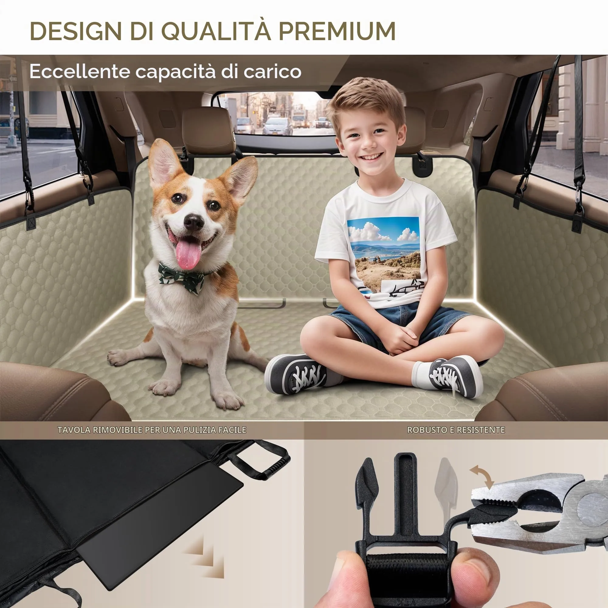 SHARLOVY Coprisedile Posteriore per Cani con Estensione e Fondo Rigido, Impermeabile e Resistente ai Graffi, per Auto, SUV e Pick-up - immagine 4