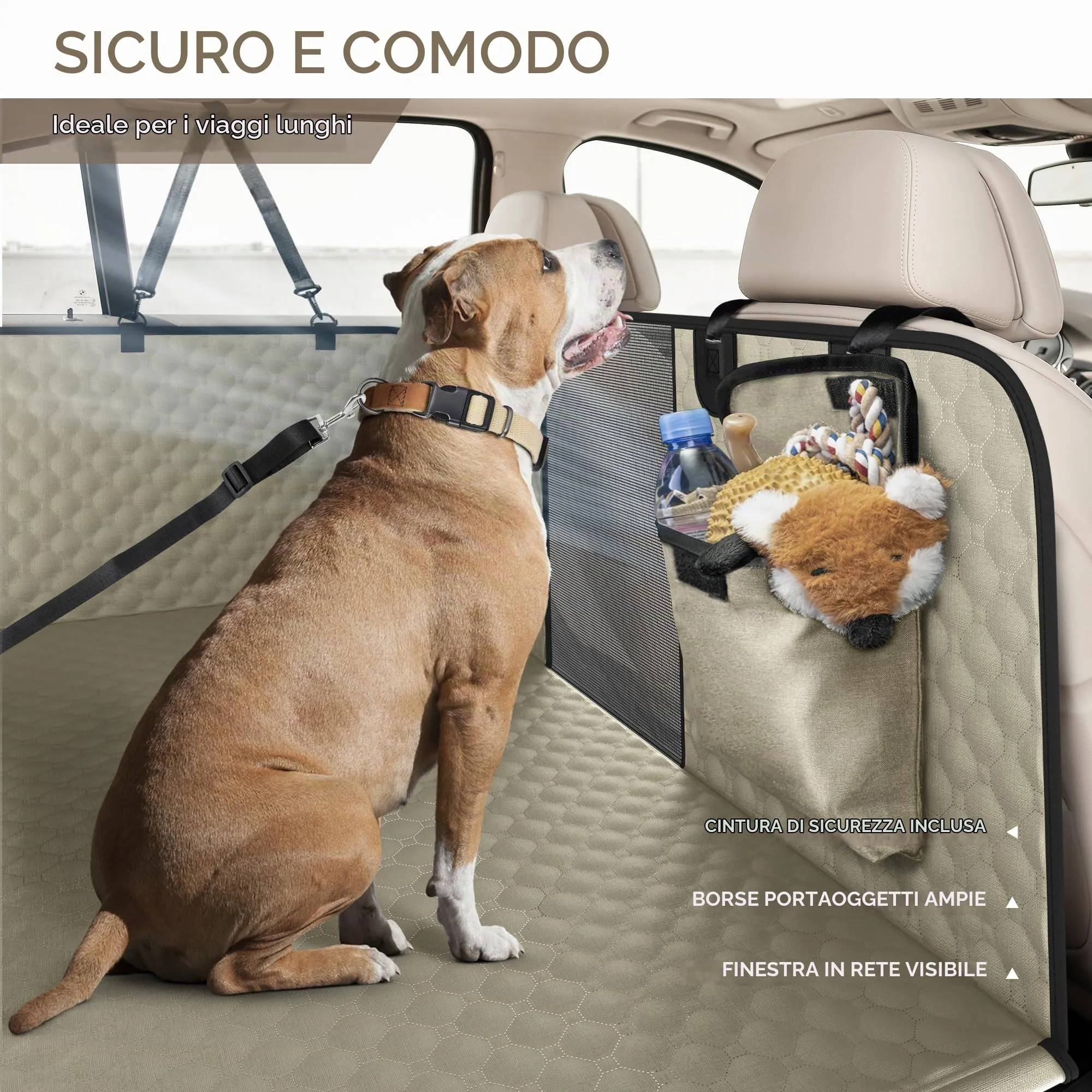 SHARLOVY Coprisedile Posteriore per Cani con Estensione e Fondo Rigido, Impermeabile e Resistente ai Graffi, per Auto, SUV e Pick-up - immagine 5