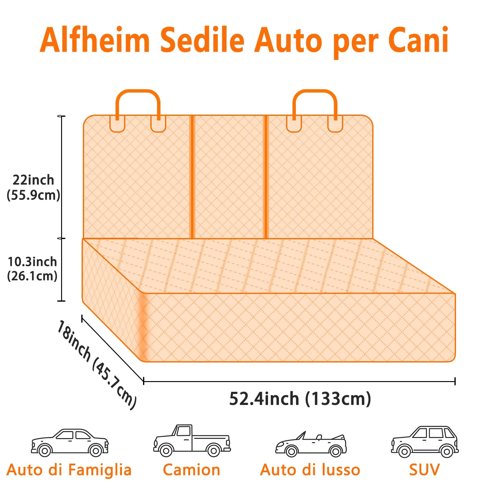 Alfheim Coprisedili Auto per Cani Impermeabili, 132 x 127 cm, Bianco - immagine 3