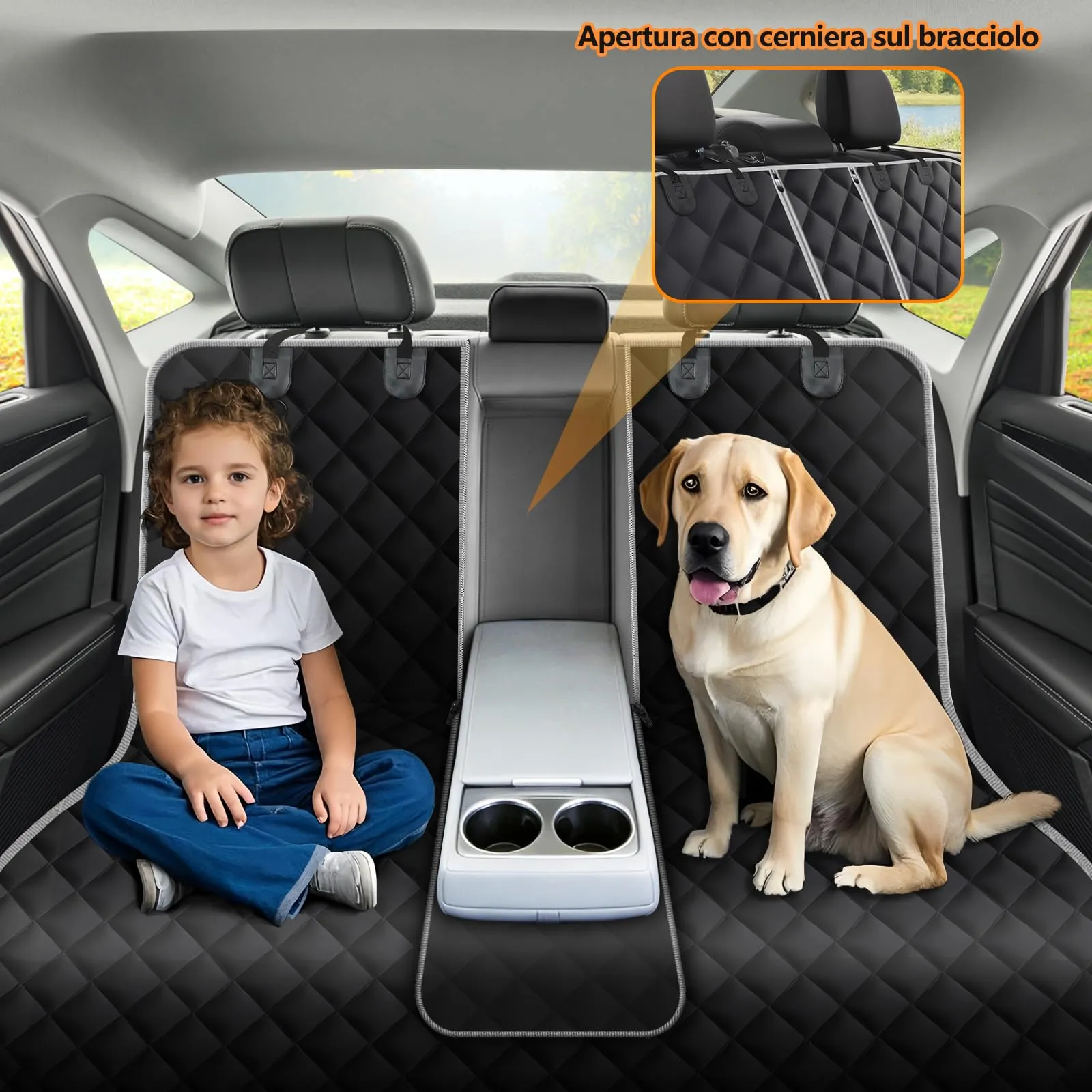 Alfheim Coprisedili Auto per Cani Impermeabili, 132 x 127 cm, Bianco - immagine 7