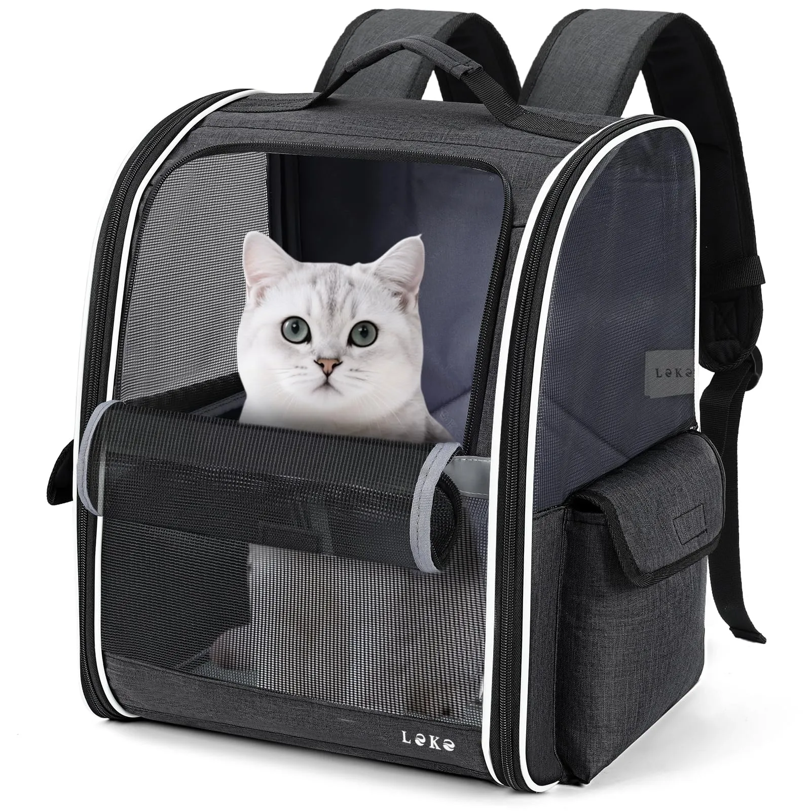 Lekesky Zaino Trasportino per Cani e Gatti, Pieghevole con Finestra in Rete, fino a 8 kg, Nero L - immagine 1