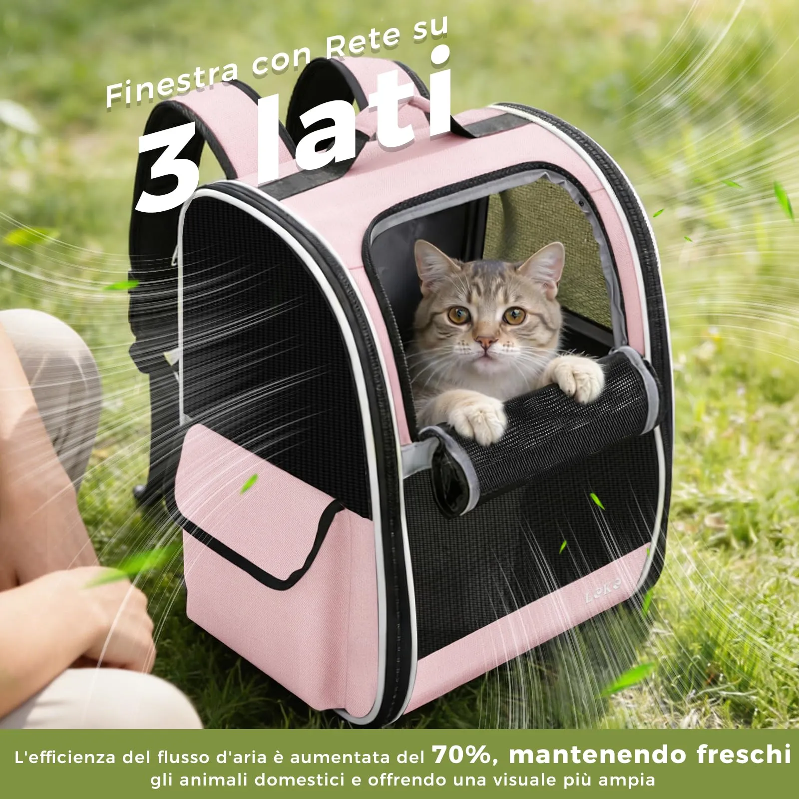 Lekesky Zaino Trasportino per Cani e Gatti, Taglia Media/Piccola, Rosa - immagine 4