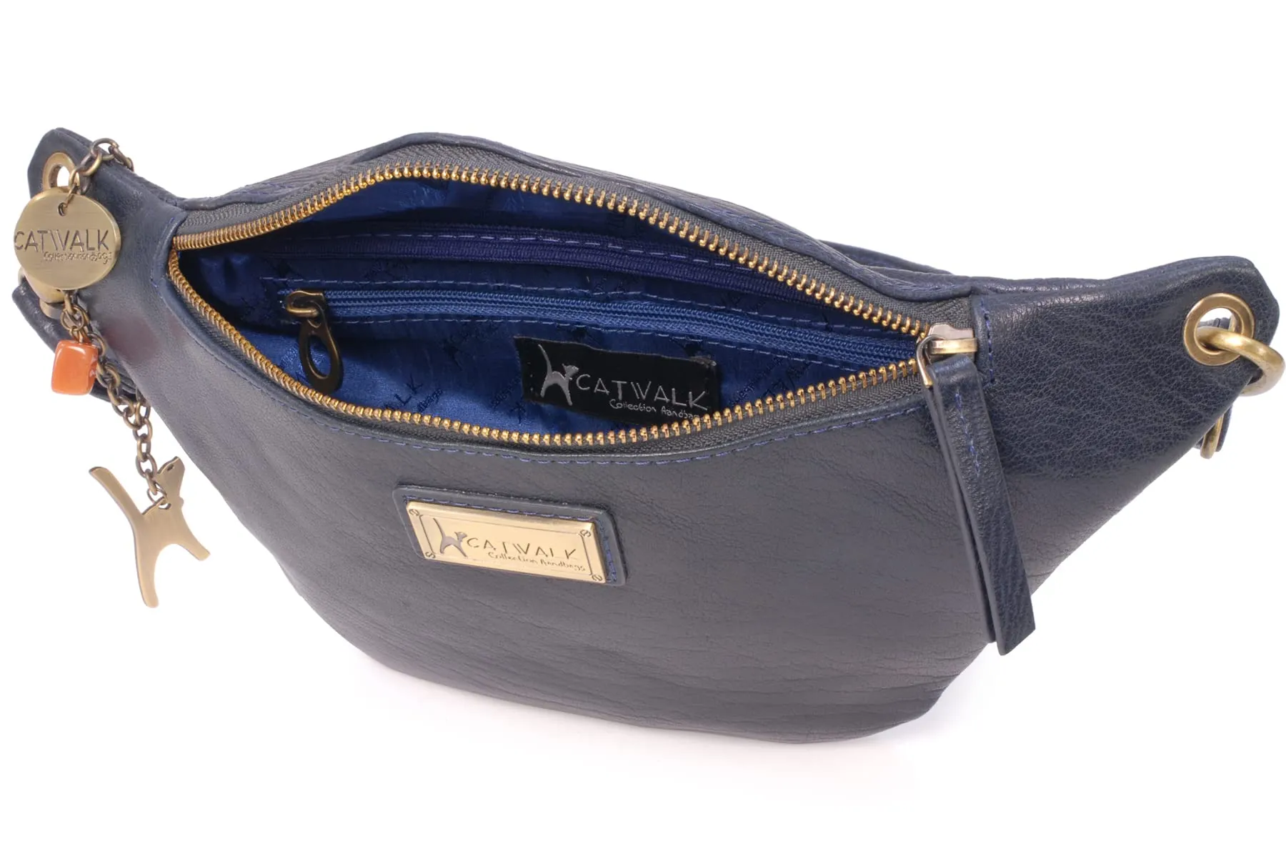 Catwalk Collection Handbags Ariana Marsupio Donna in Pelle - Blu - immagine 4