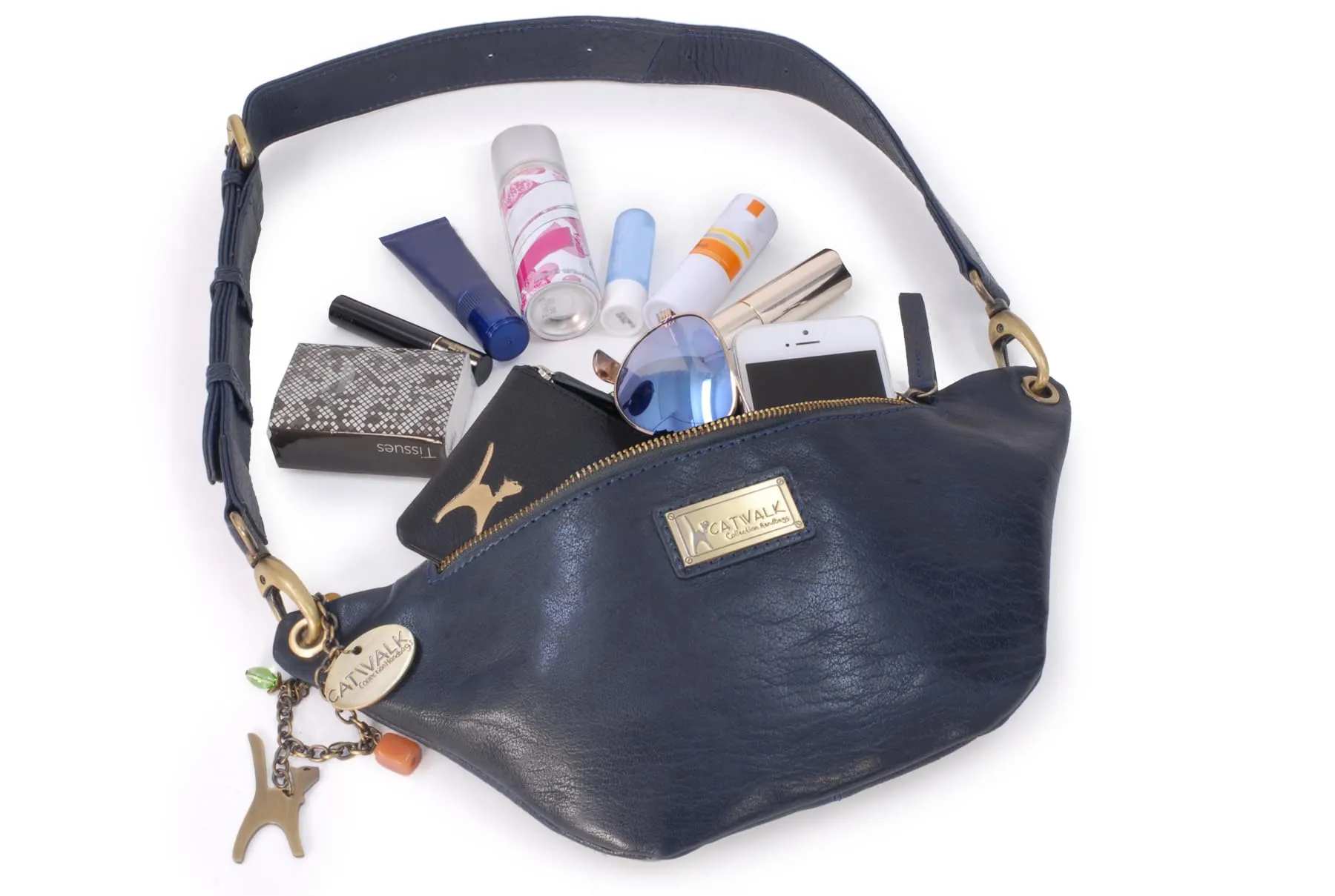 Catwalk Collection Handbags Ariana Marsupio Donna in Pelle - Blu - immagine 5