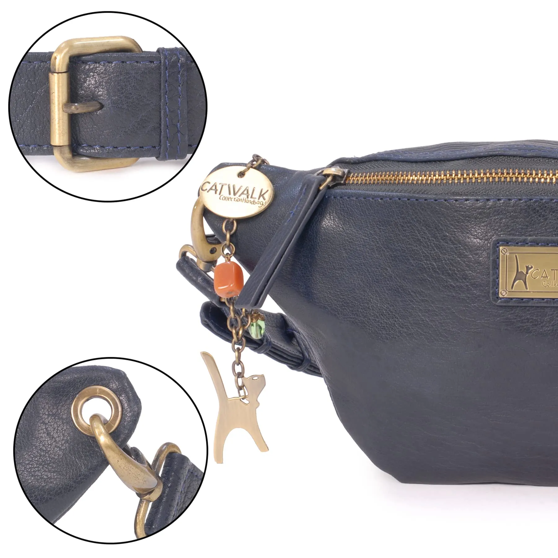 Catwalk Collection Handbags Ariana Marsupio Donna in Pelle - Blu - immagine 6