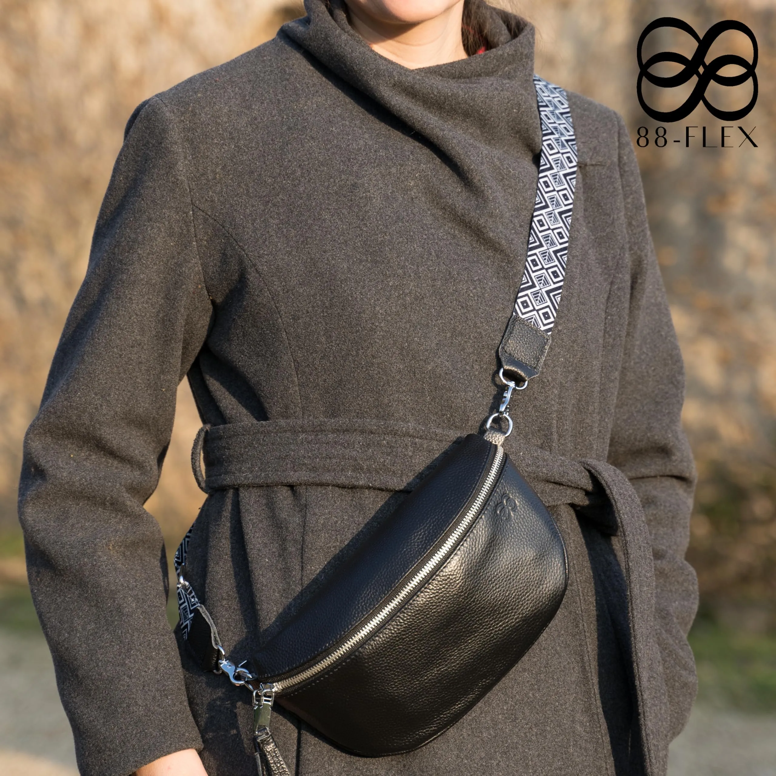 88-FLEX Borsa a tracolla da donna in vero cuoio Marsupio Cross Body Bag - immagine 3