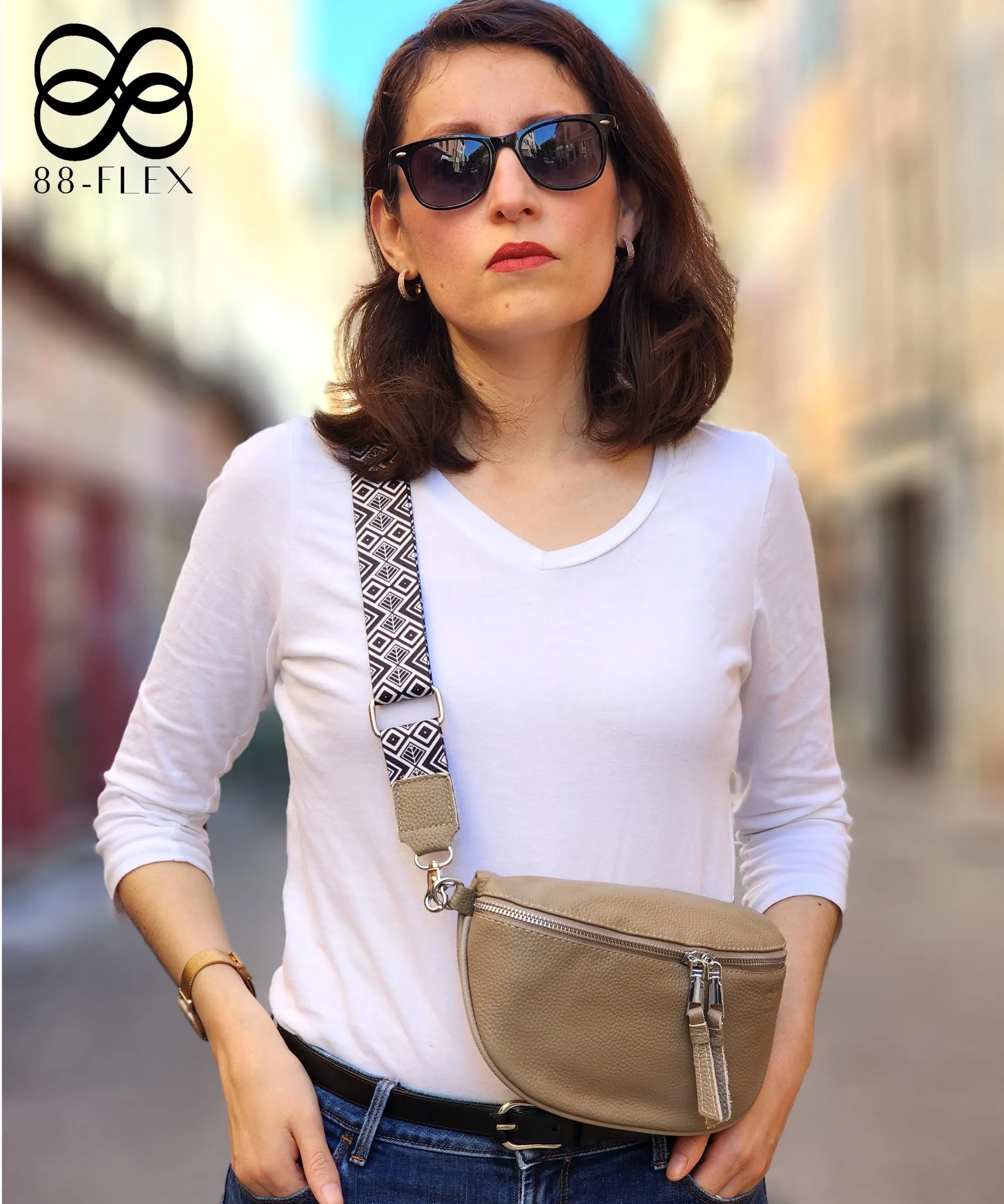 88-FLEX Borsa a tracolla da donna in vero cuoio Marsupio Cross Body Bag - immagine 6
