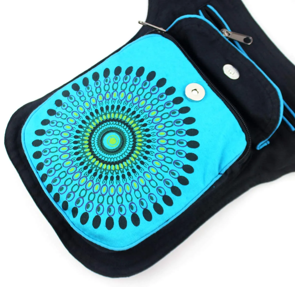 Furein Marsupio in Tessuto Motivi Etnici, 3 Tasche con Cerniera, Mb-1 Azul, Taglia Unica - immagine 3