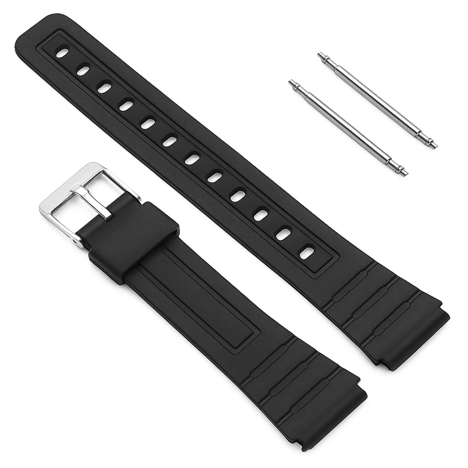 OcioDual Cinturino di Ricambio in Gomma Resina per Casio F91W F-91W, Nero - immagine 1