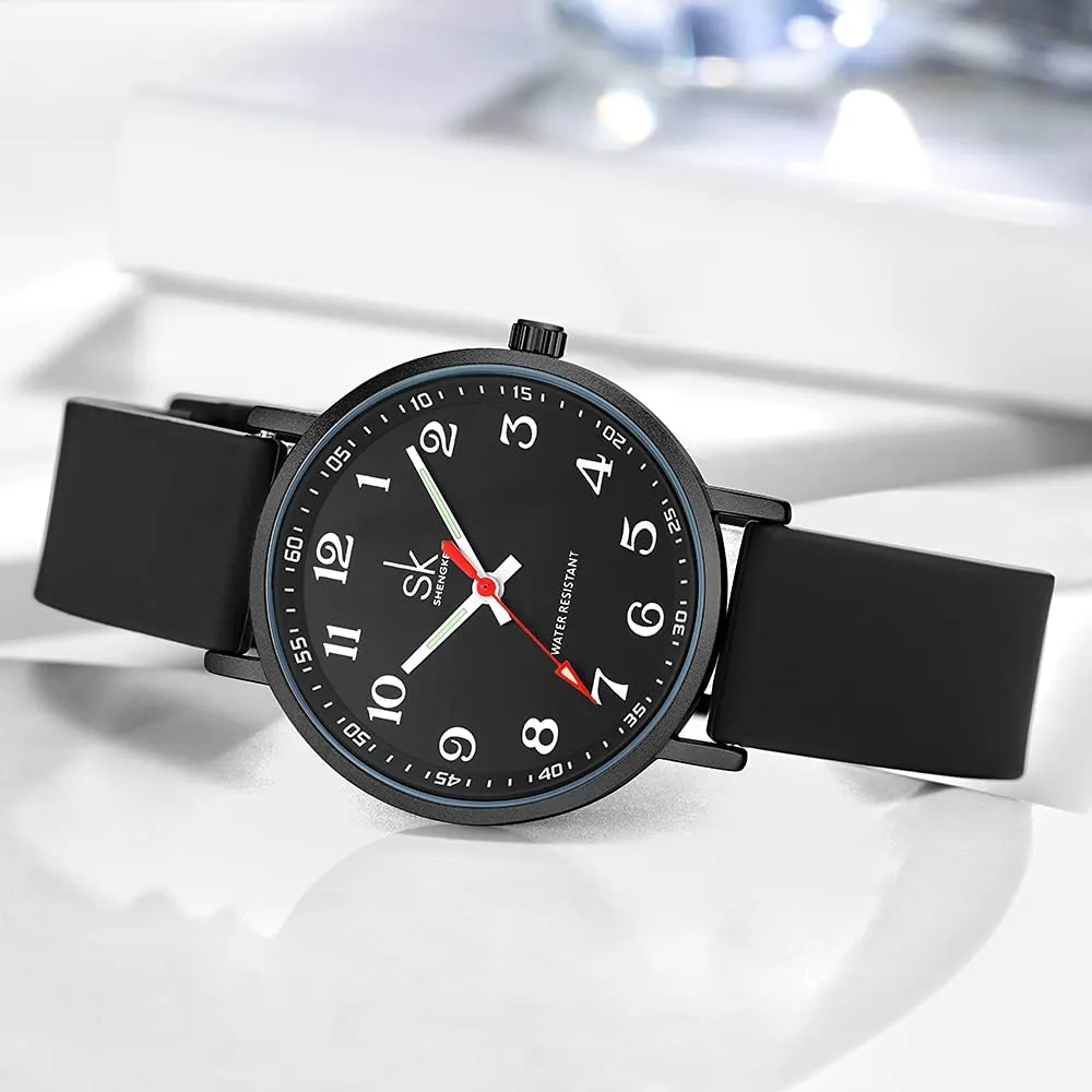 SHENGKE SK Orologio da Donna Scrub Ultra Sottile con Cinturino in Silicone (Black) - immagine 2