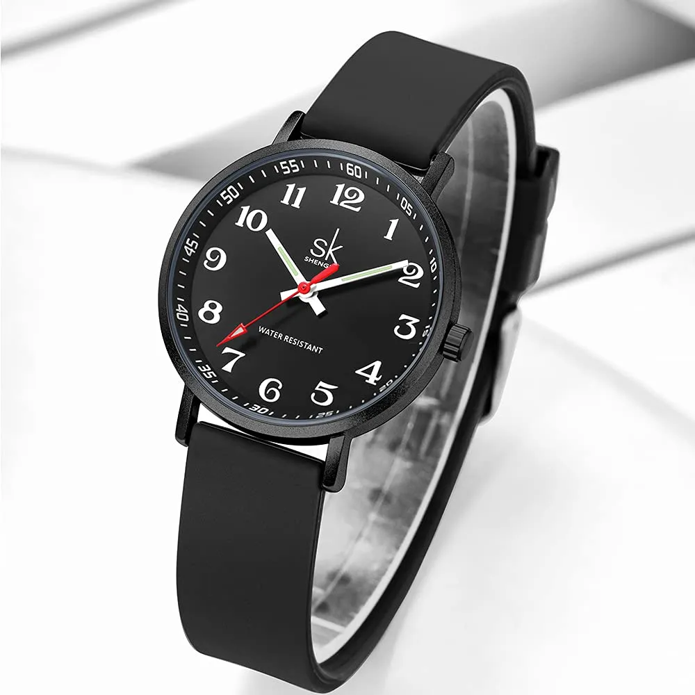 SHENGKE SK Orologio da Donna Scrub Ultra Sottile con Cinturino in Silicone (Black) - immagine 3