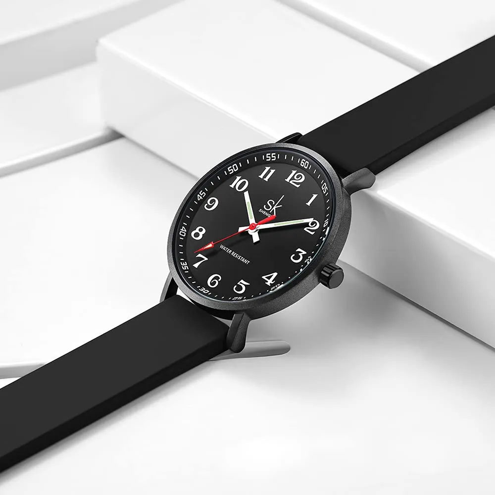 SHENGKE SK Orologio da Donna Scrub Ultra Sottile con Cinturino in Silicone (Black) - immagine 4