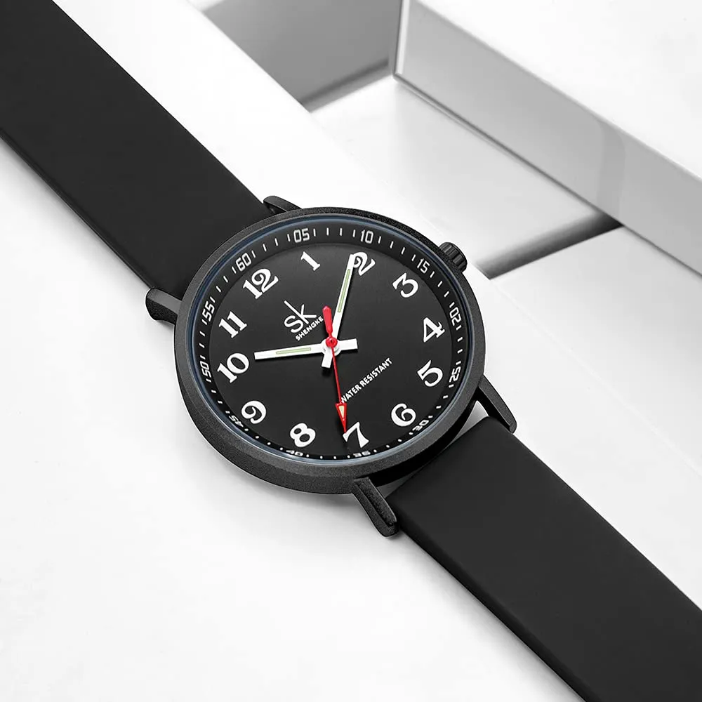 SHENGKE SK Orologio da Donna Scrub Ultra Sottile con Cinturino in Silicone (Black) - immagine 7