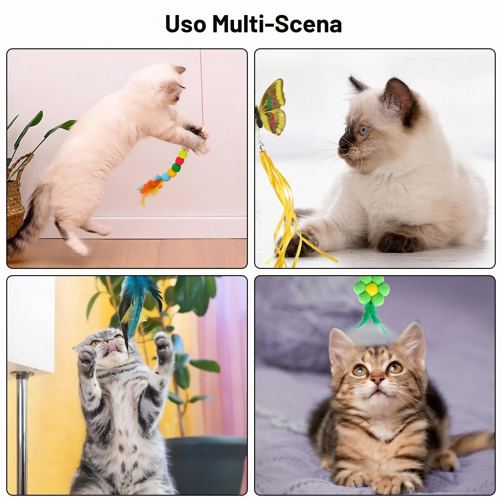 RICHDMI Giochi Interattivi con Piume per Gatti, 5 Pezzi con Campana e Ventosa - immagine 7