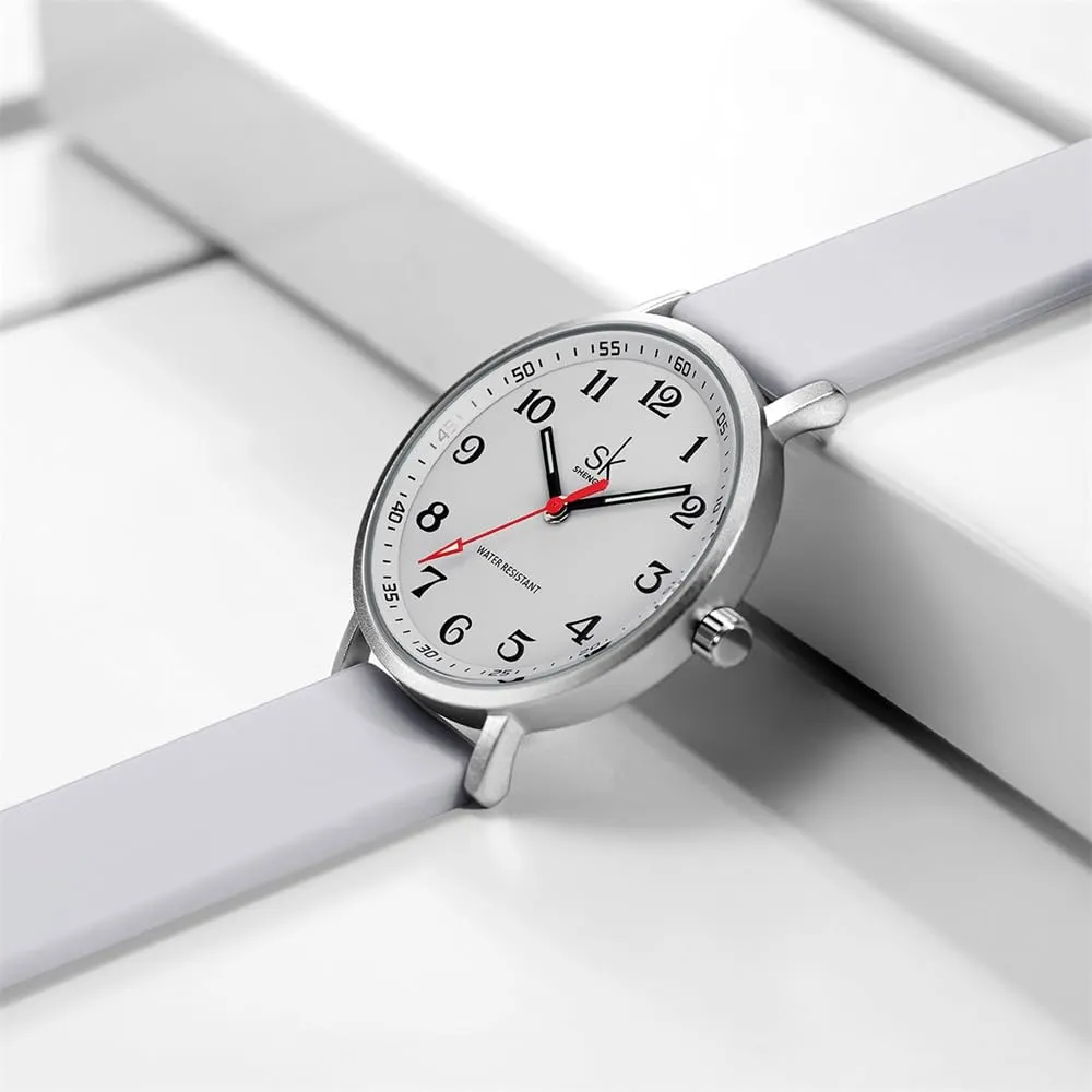 SHENGKE SK Orologio da donna ultra sottile per medici e infermieri, cinturino in silicone (Grey) - immagine 3