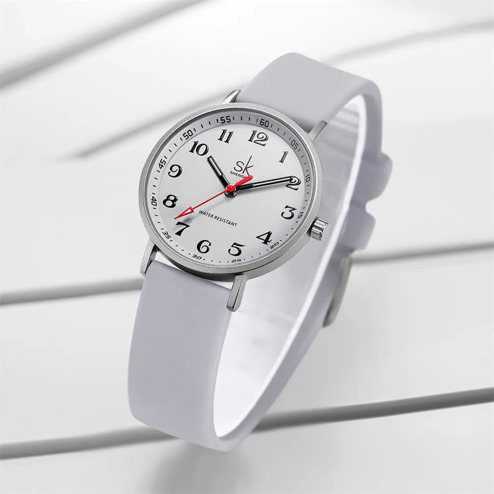 SHENGKE SK Orologio da donna ultra sottile per medici e infermieri, cinturino in silicone (Grey) - immagine 4