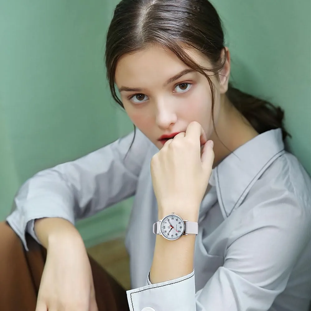 SHENGKE SK Orologio da donna ultra sottile per medici e infermieri, cinturino in silicone (Grey) - immagine 5