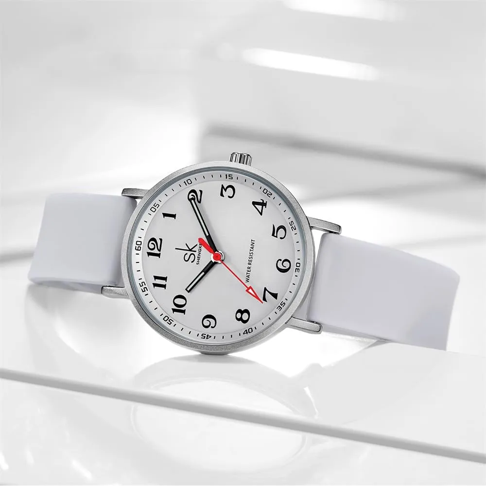 SHENGKE SK Orologio da donna ultra sottile per medici e infermieri, cinturino in silicone (Grey) - immagine 7