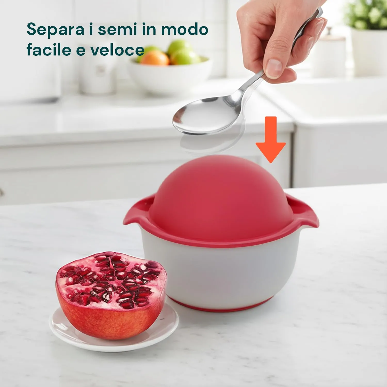 Avilia Spremi e Sgrana Melograno 3 in 1 con Contenitore, Senza BPA - immagine 3