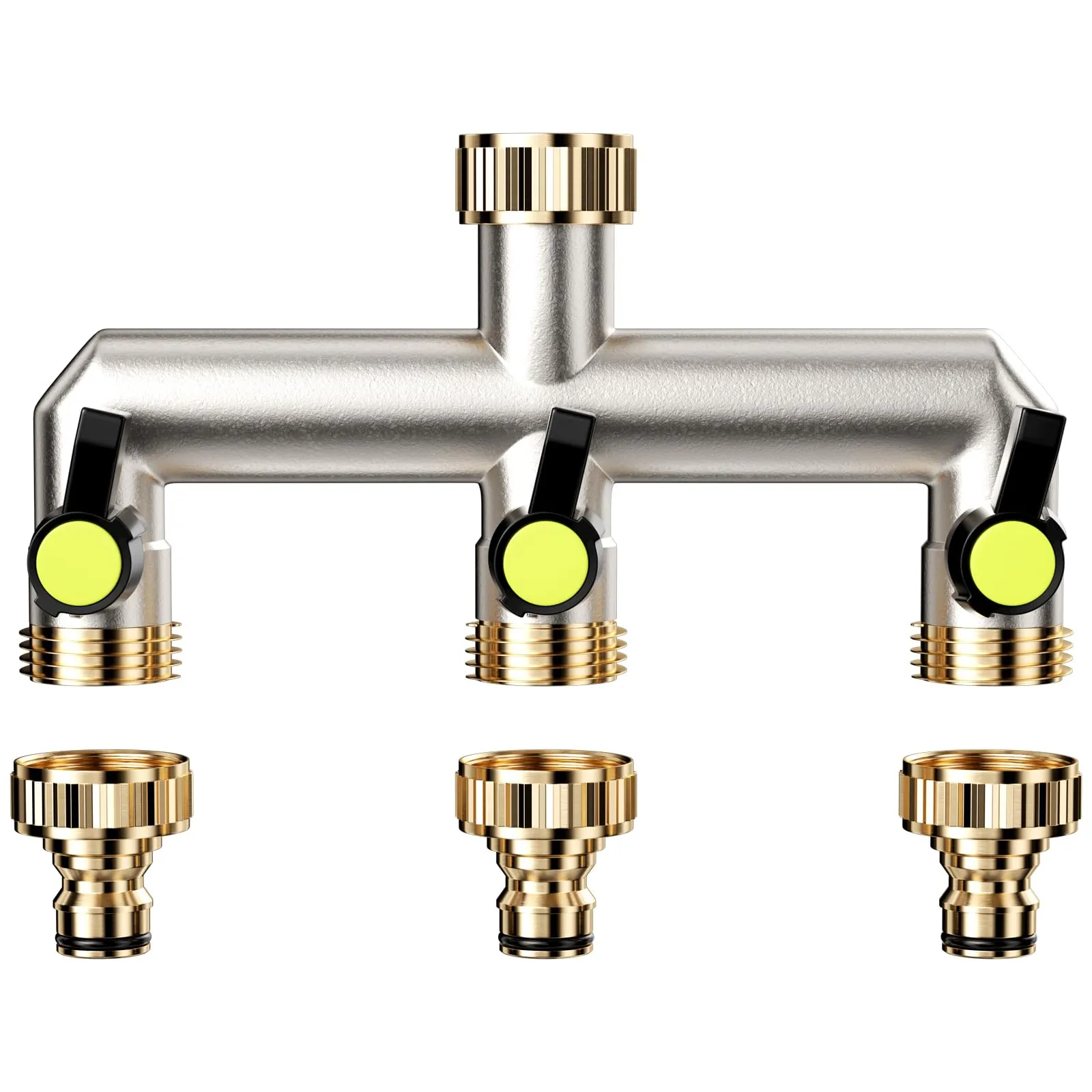 Maxentico Sdoppiatore Rubinetto Giardino a 3 Vie in Ottone, 3/4" BSP - immagine 1