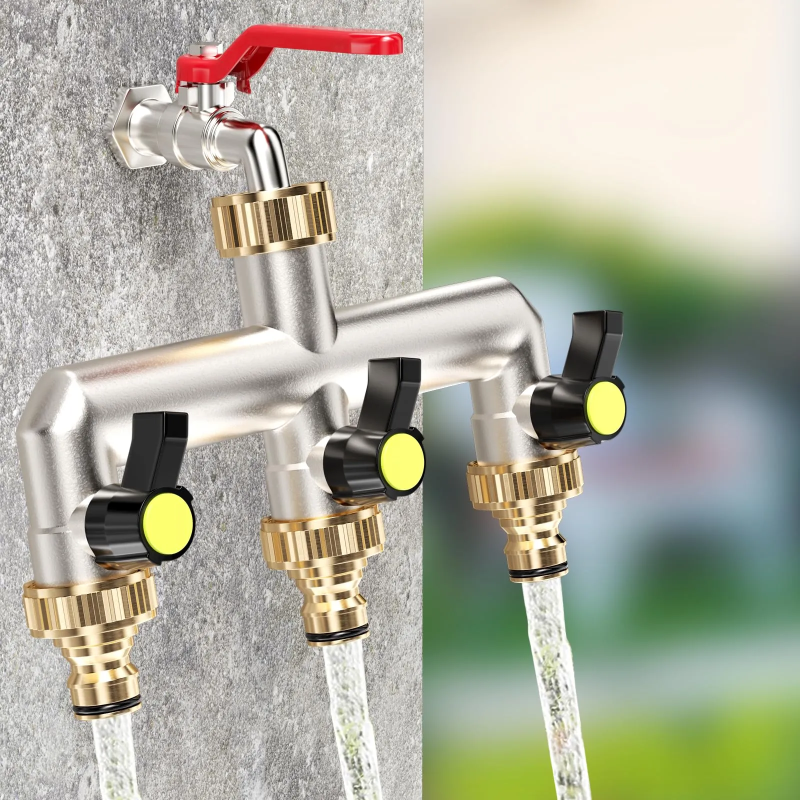 Maxentico Sdoppiatore Rubinetto Giardino a 3 Vie in Ottone, 3/4" BSP - immagine 6