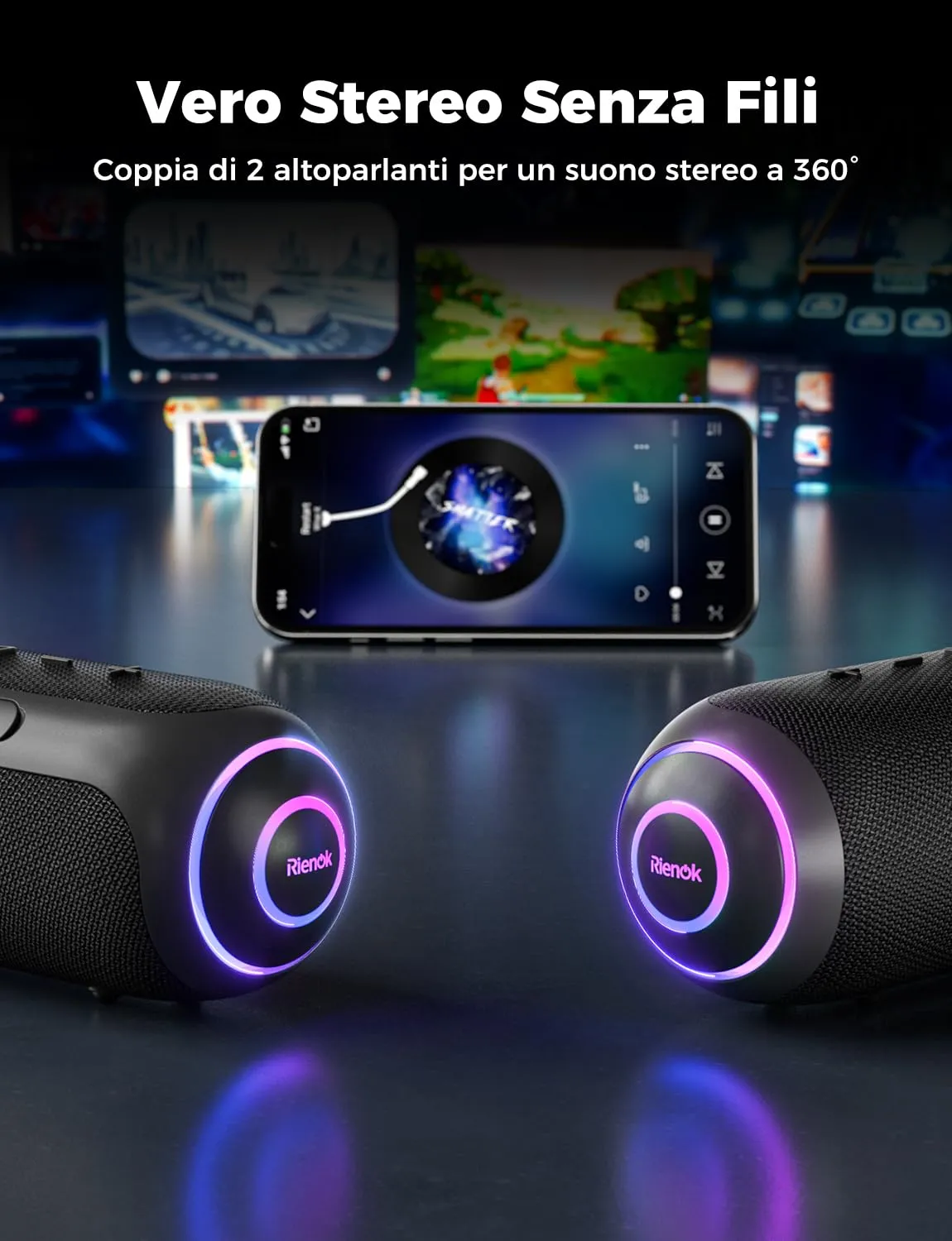 RIENOK S4 Max Cassa Bluetooth Portatile 40W Impermeabile IPX7 - immagine 5