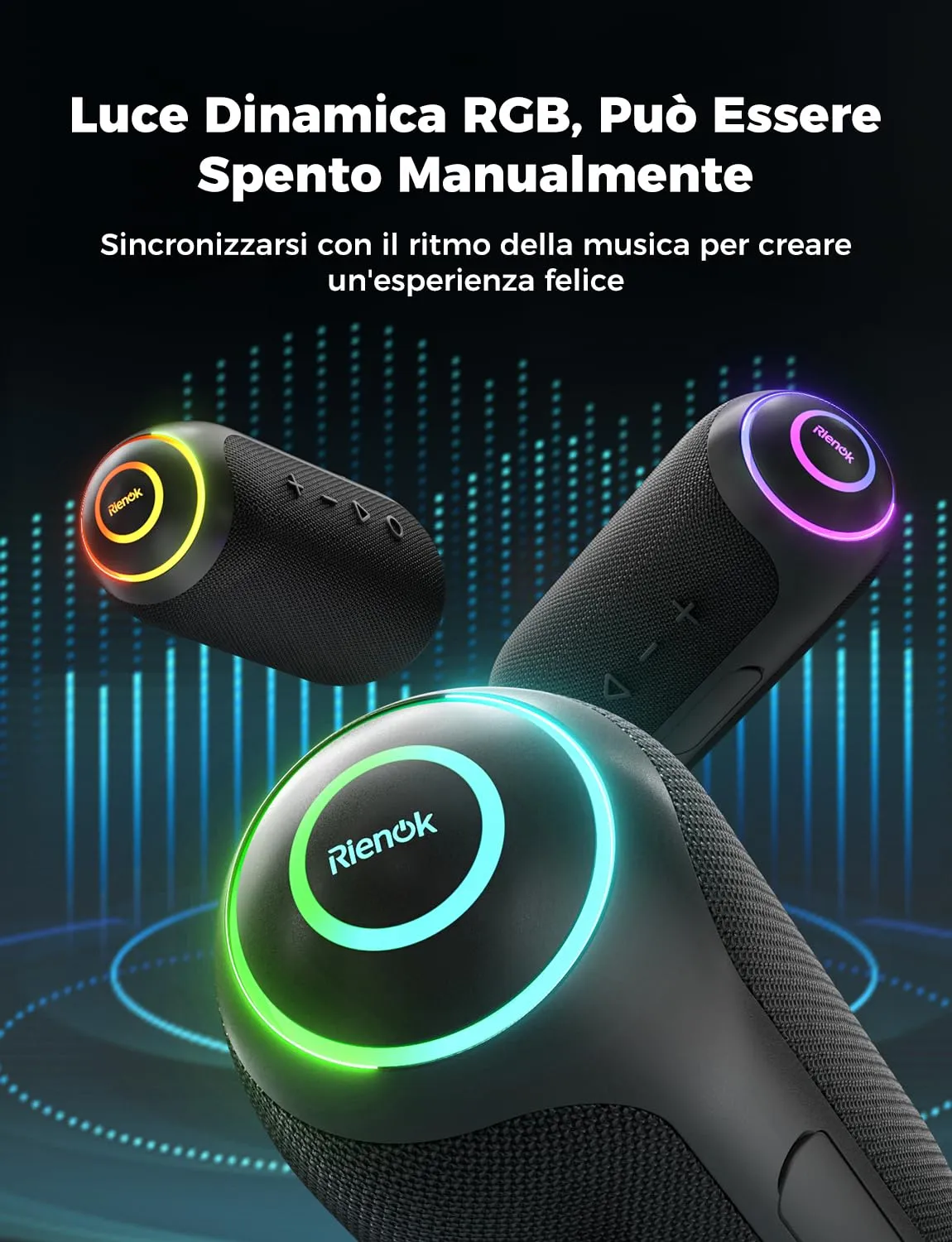 RIENOK S4 Max Cassa Bluetooth Portatile 40W Impermeabile IPX7 - immagine 7