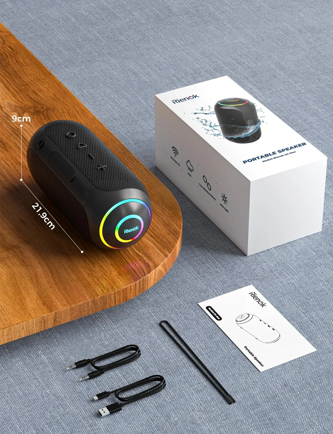 RIENOK S4 Max Cassa Bluetooth Portatile 40W Impermeabile IPX7 - immagine 9