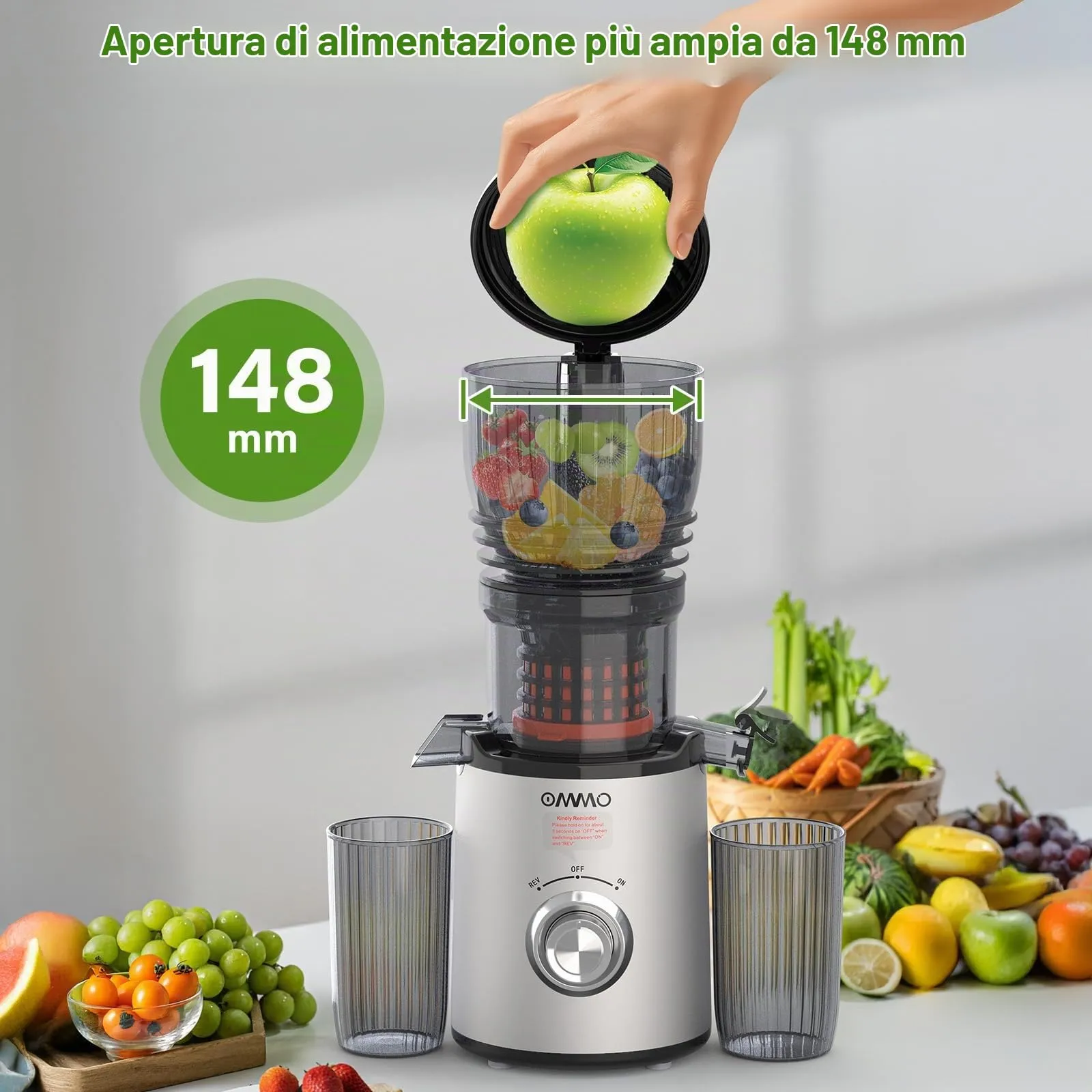 OMMO Estrattore Frutta e Verdura, Argento - immagine 2