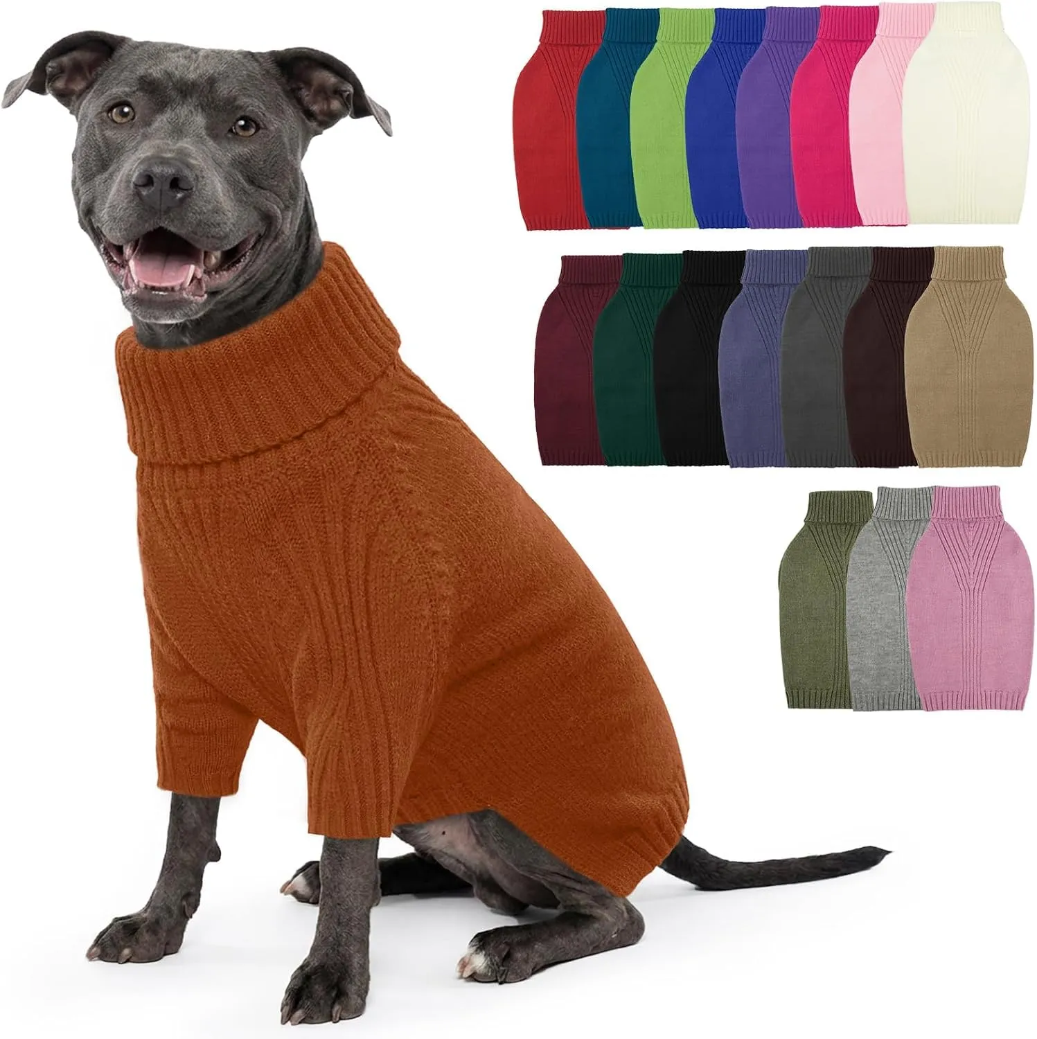 IECOii Maglione Invernale a Collo Alto per Cani, Taglia XL, Caramello - immagine 1