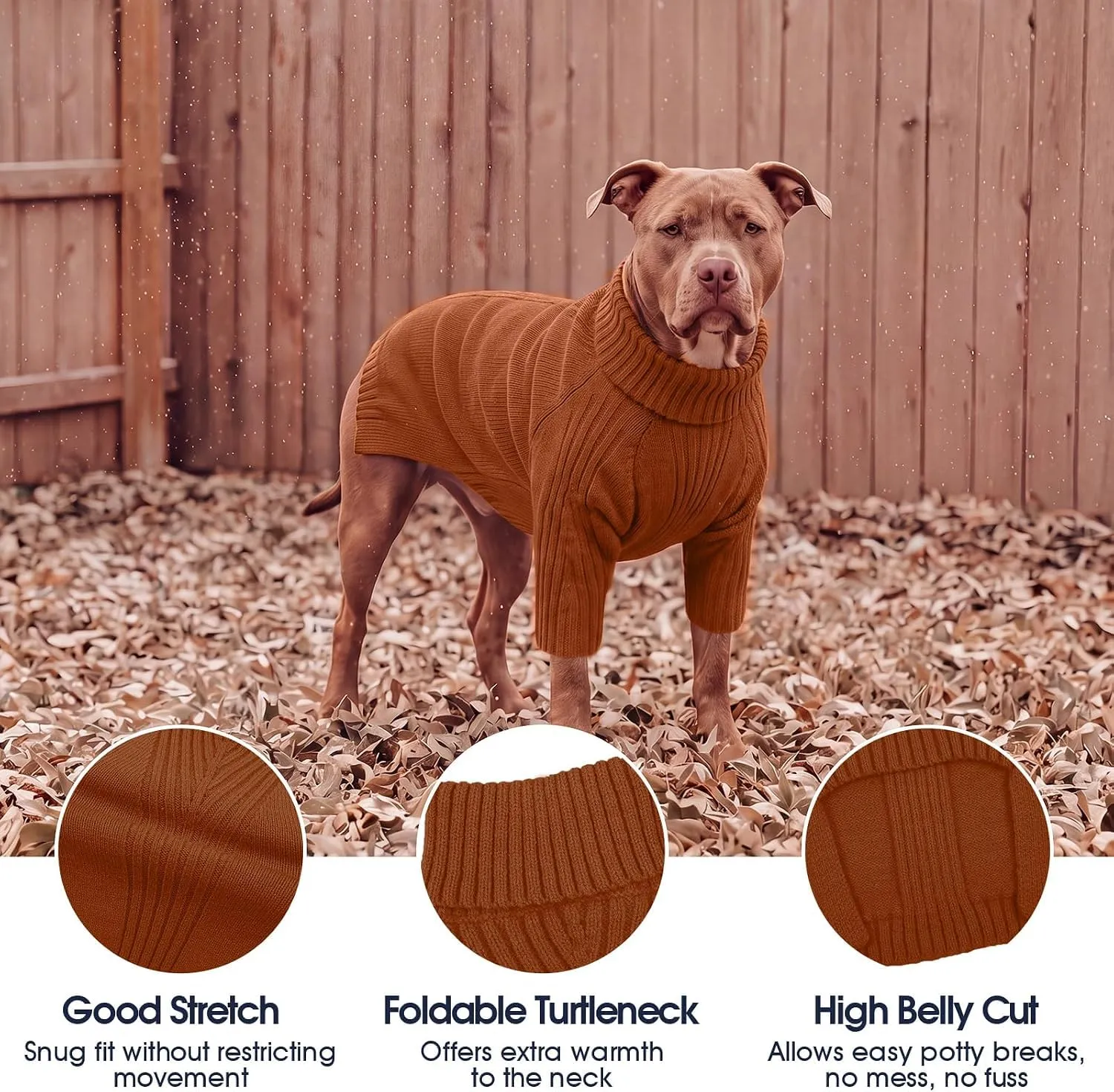 IECOii Maglione Invernale a Collo Alto per Cani, Taglia XL, Caramello - immagine 4