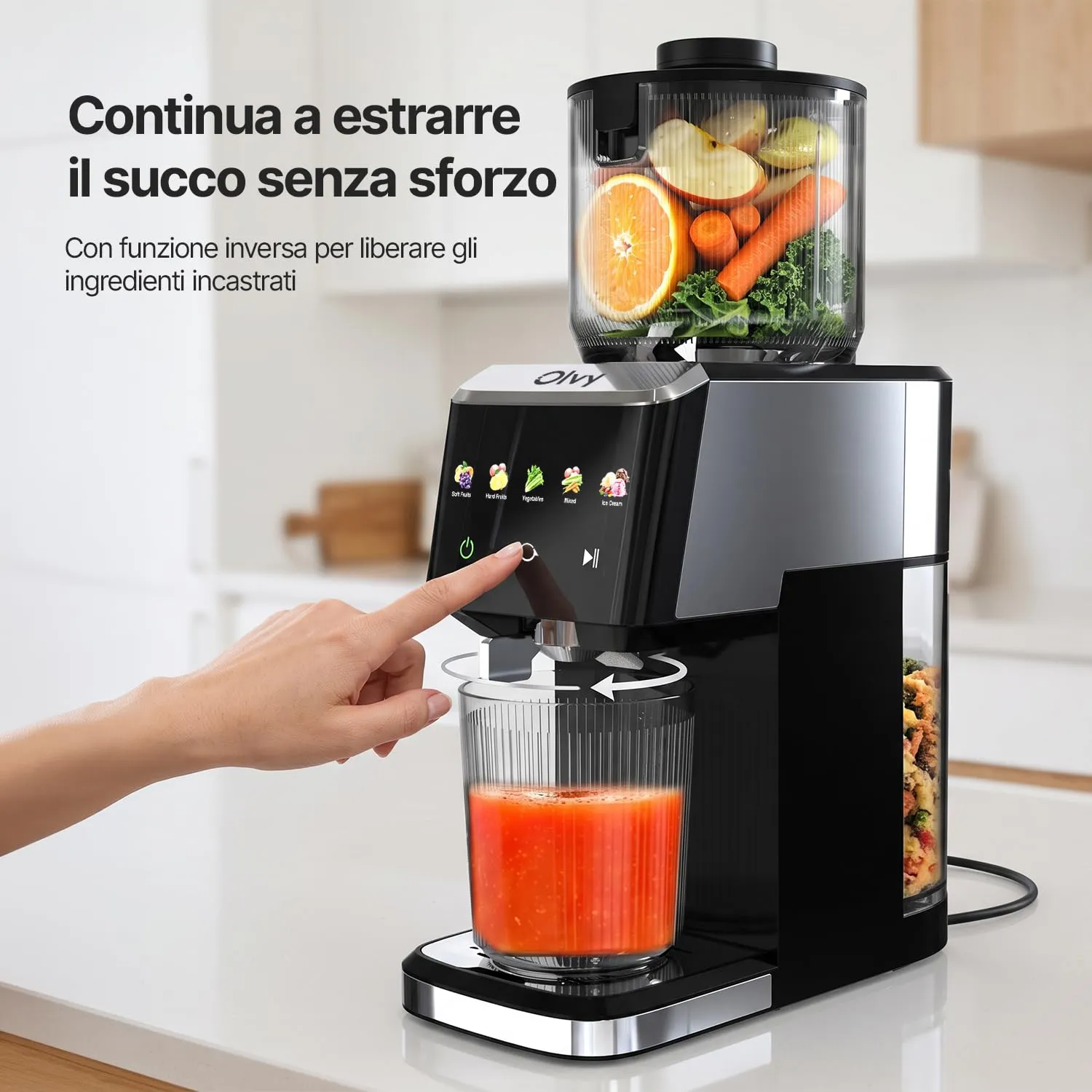 Olvy Slow Juicer Estrattore di Succo a Freddo JS8303S - immagine 7