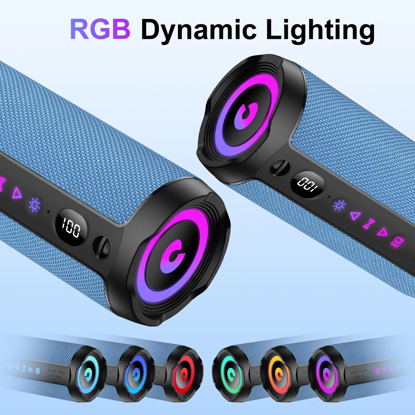 coioc Cassa Bluetooth Portatile 25W, Doppio Basso Driver, 25 Ore di Autonomia, IPX7, Luci RGB, Bluetooth 5.4 - immagine 7