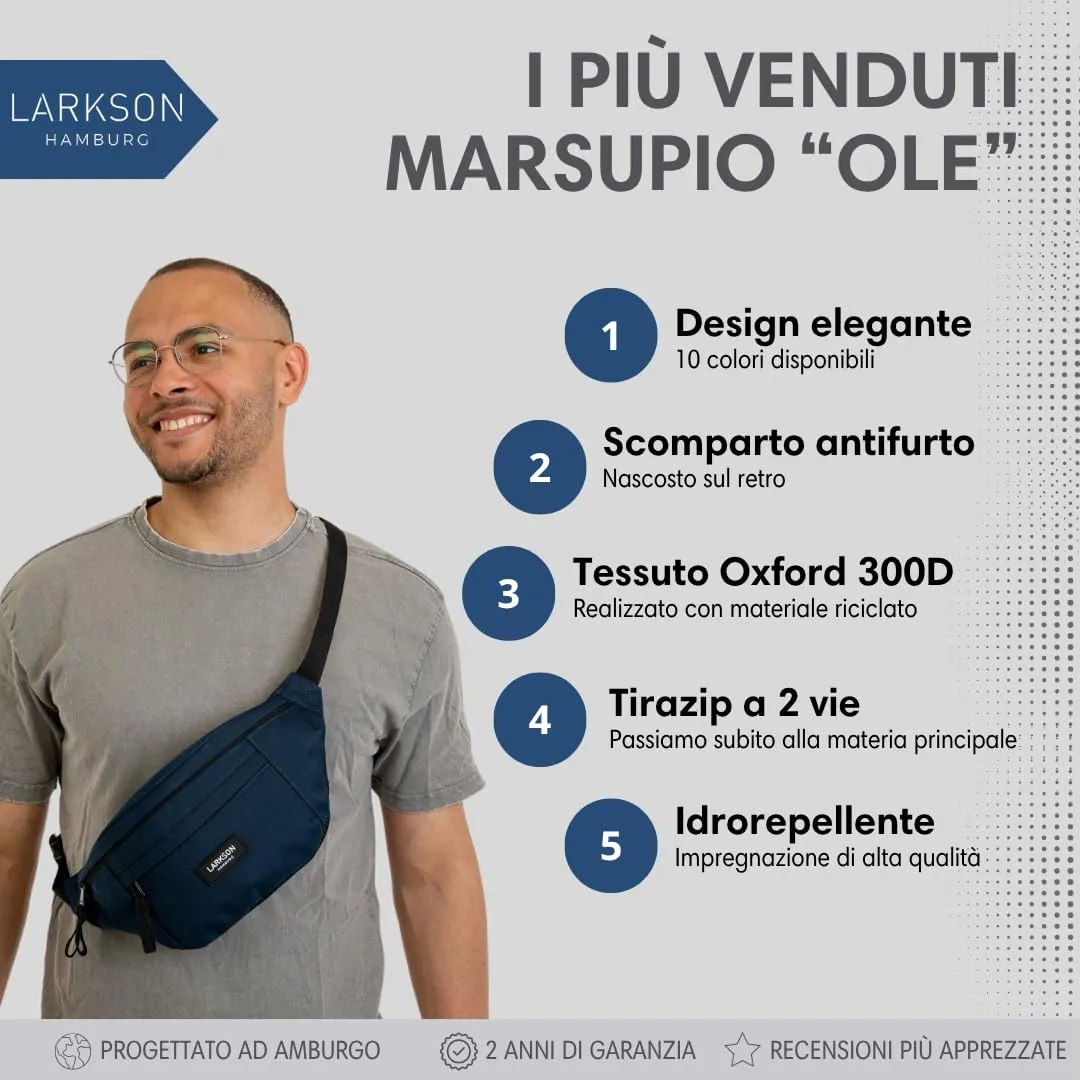 LARKSON Marsupio Donna e Uomo Blu - immagine 2